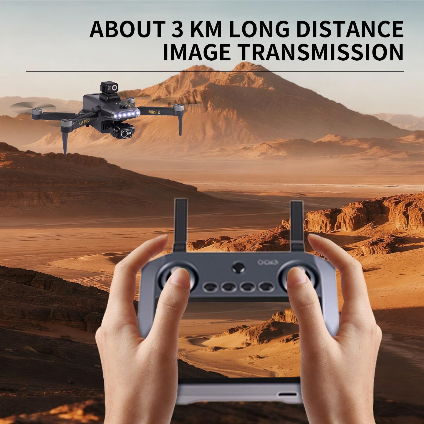 4K UHD Camera FPV Drone with 3-Axis Gimbal Obstacle Avoidance GPS Drone for Adults, Brushless Motor Auto Return RC Quadcopter with 5.5" Screen, Q3 PRO Mini 2 Lightweight Foldable Drones for Adult Beginners