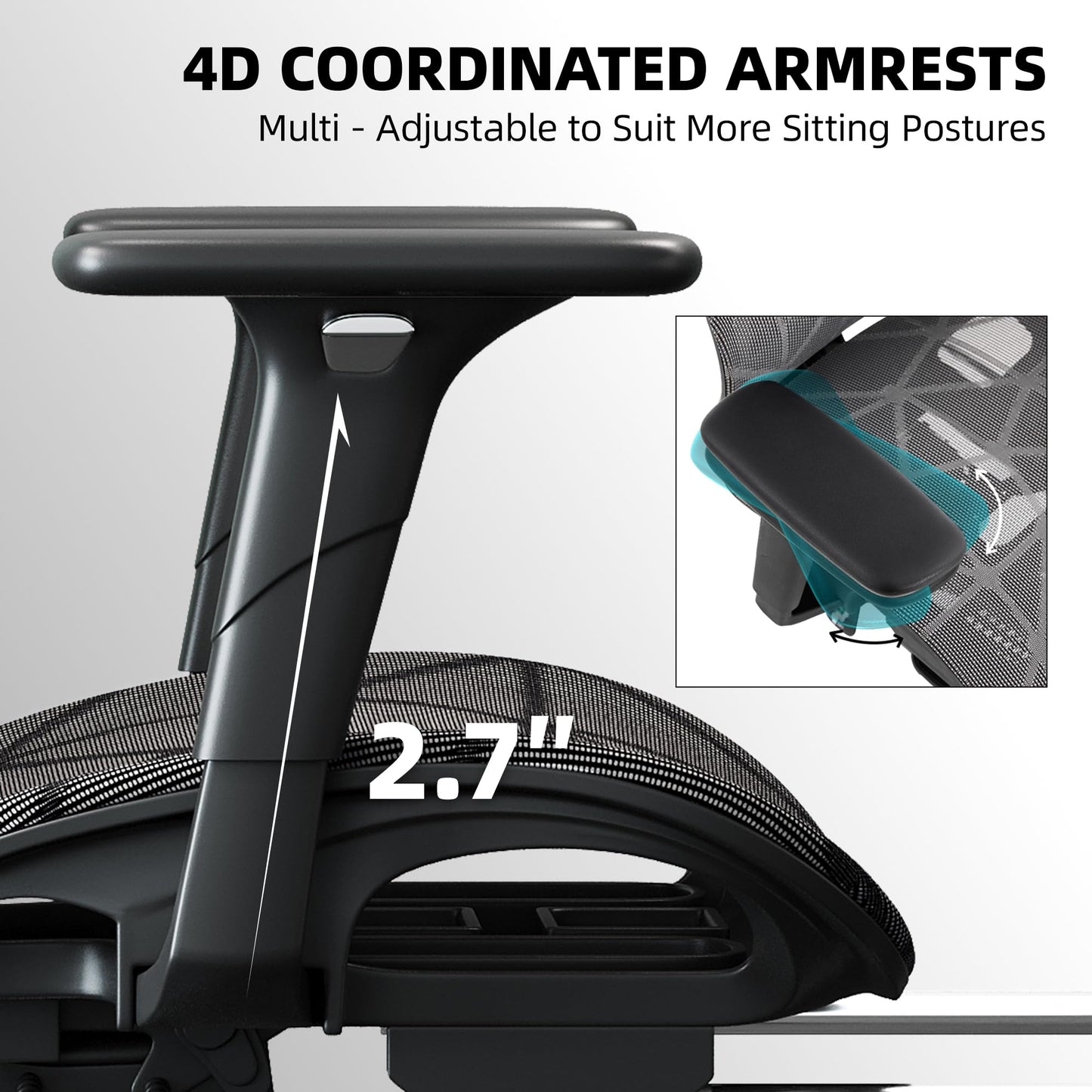 Office Chair with 3D Adjustable Lumbar Support,Ergonomic Computer Chair,Adjustable Headrest and Armrests, 400lbs Capacity,Tilt-Swivel,Premium Mesh Desk Chair for Office,Home & Gaming (Grey)