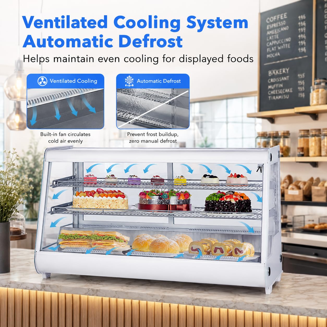 8.1 Cu.Ft Commercial Glass Door Refrigerator | Countertop Display Fridge with LED Lighting for Bakeries, Cafes, Convenience Stores | Energy Efficient, Adjustable Shelves, Auto-Closing Door