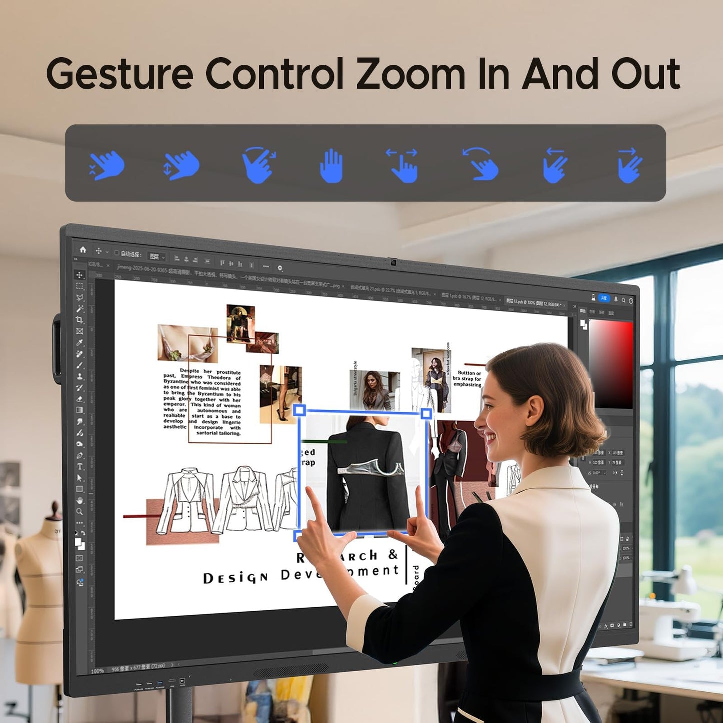 LumaVue 55'' Smart Board, 4K UHD Interactive Touchscreen Whiteboard, Android13 Wireless Smartboard for Classroom Home Office Studio