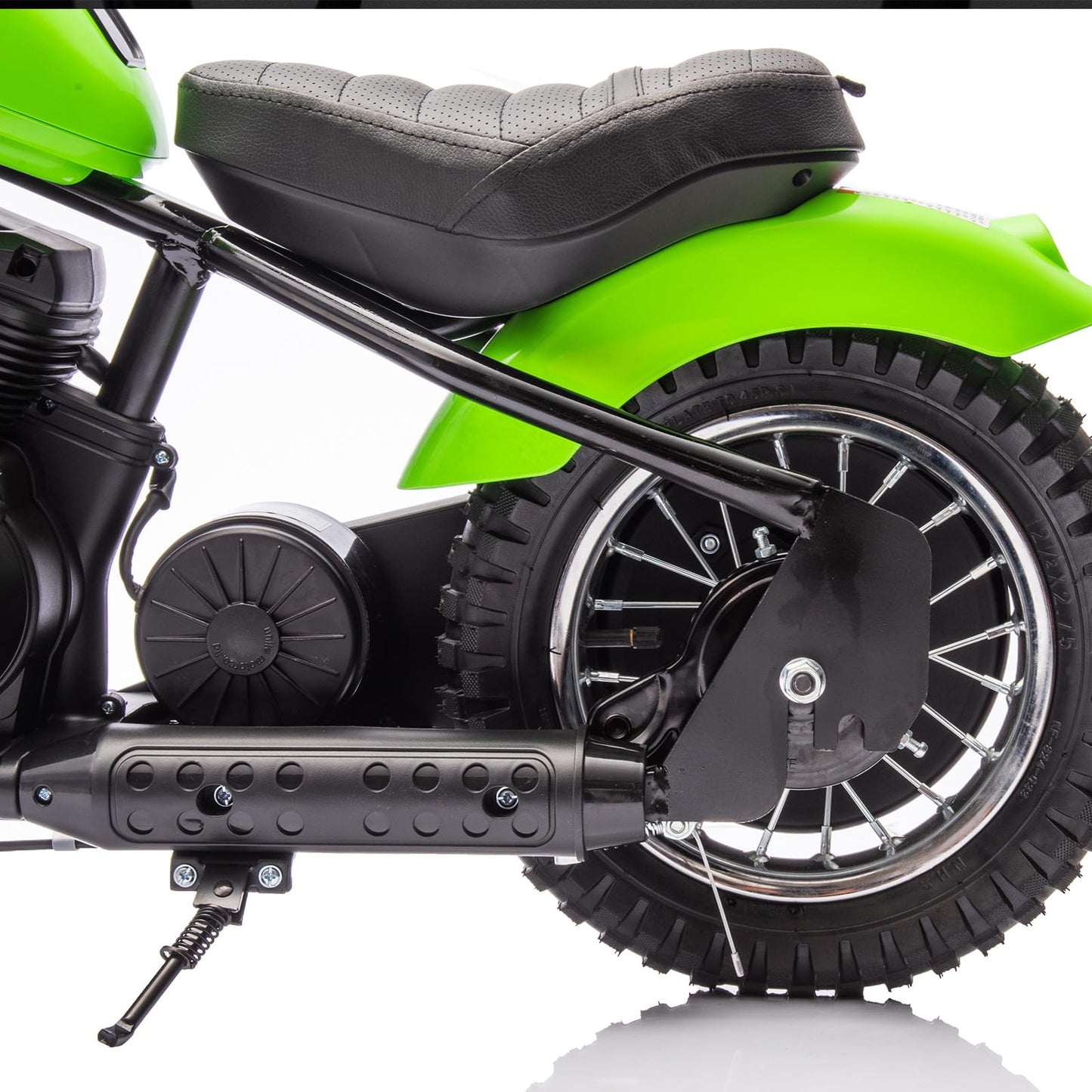 Electric Motorcycle for Kids, 24V 250W Dirt Bike, Two Speed Max Up to 14MPH & 60 Minutes Continuous, with Led Lights, Leather Seat, Rear Brake, Electric Motorbike for Kids/Teens, Green