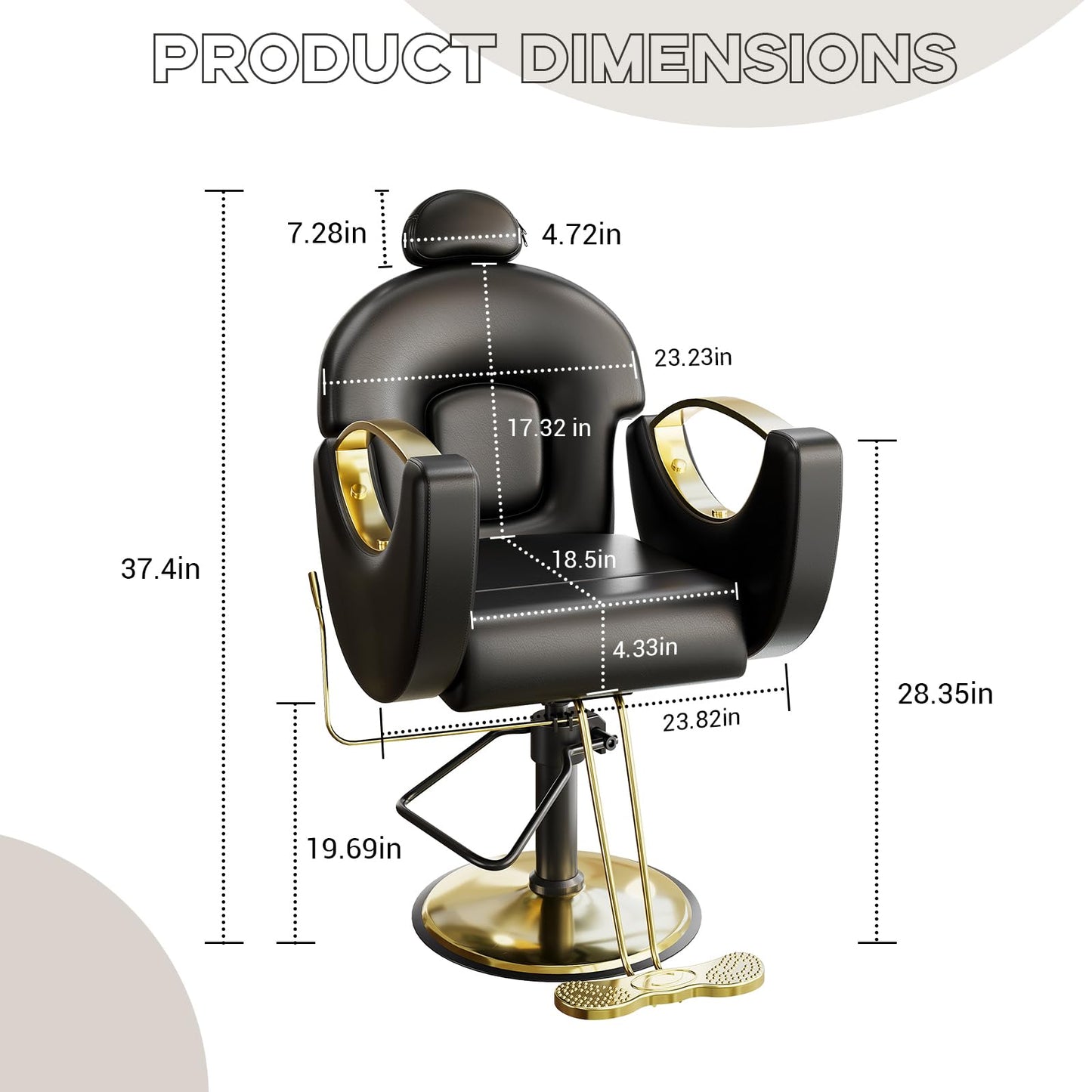 GAOMON Reclining Barber Salon Chair, 360°Swivel Barber Chair with Heavy Duty Hydraulic Pump for Hair Stylist Barbershop Home Spa Shampoo, Black