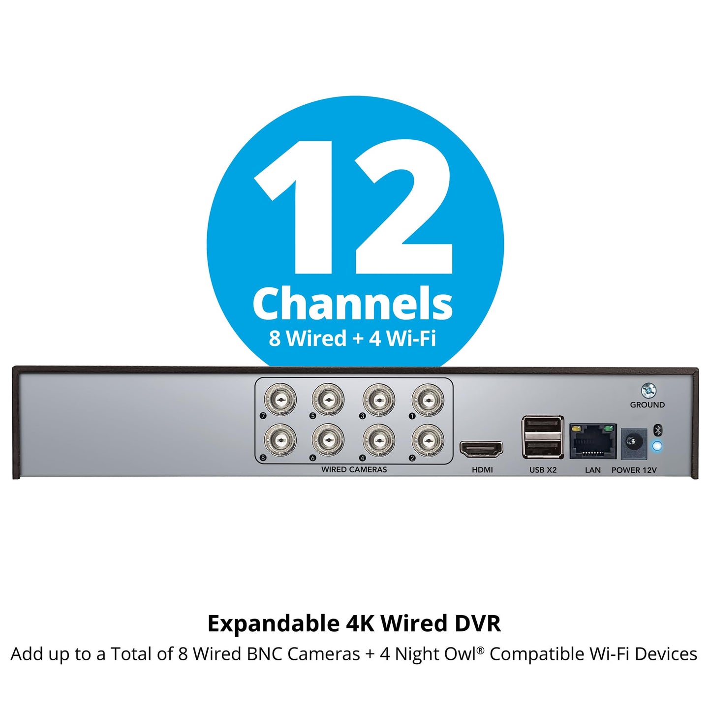 Night Owl 2-Way Audio 12 Channel DVR Video Home Security Camera System with (8) Wired 4K HD Indoor/Outdoor Deterrence Cameras and 2TB Hard Drive (Add up to 4 Wi-Fi Cameras) (8 Camera)