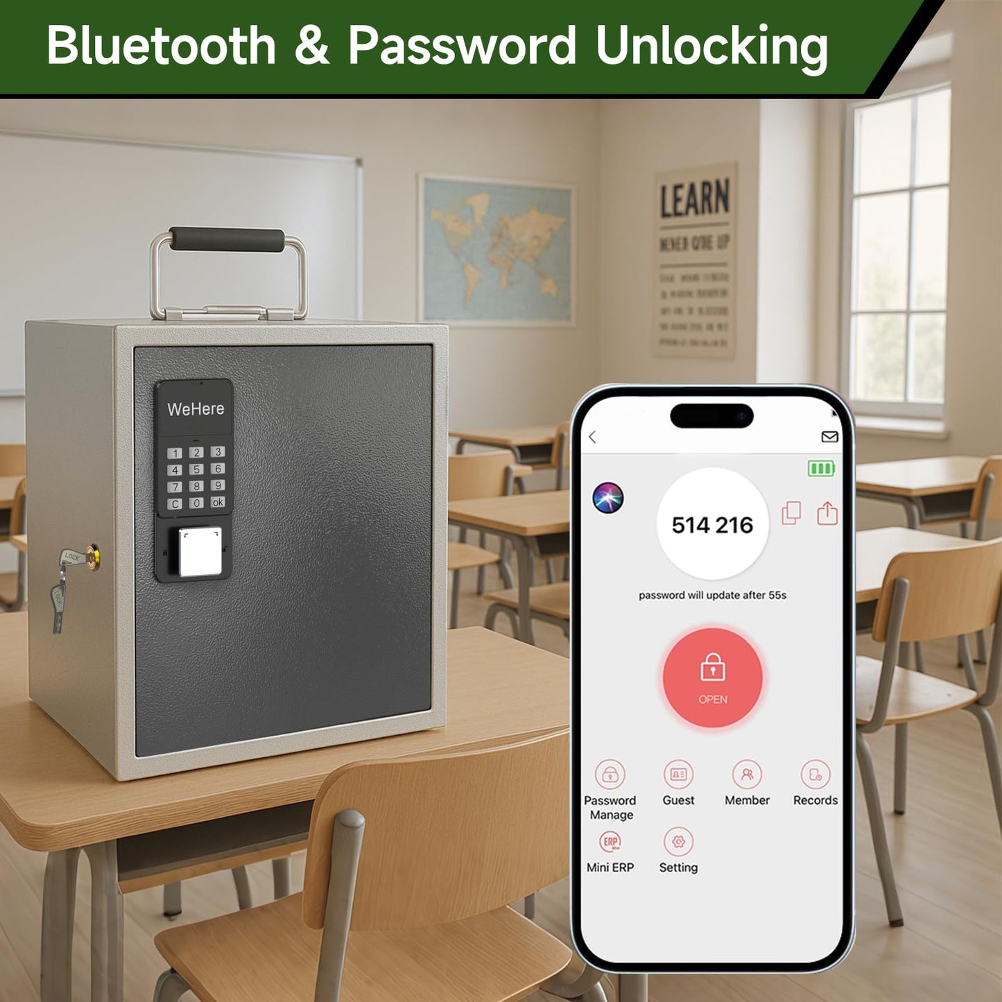 WeHere 36 Slots Cell Phone Locker with Smart Lock, Metal Storage Cabinet