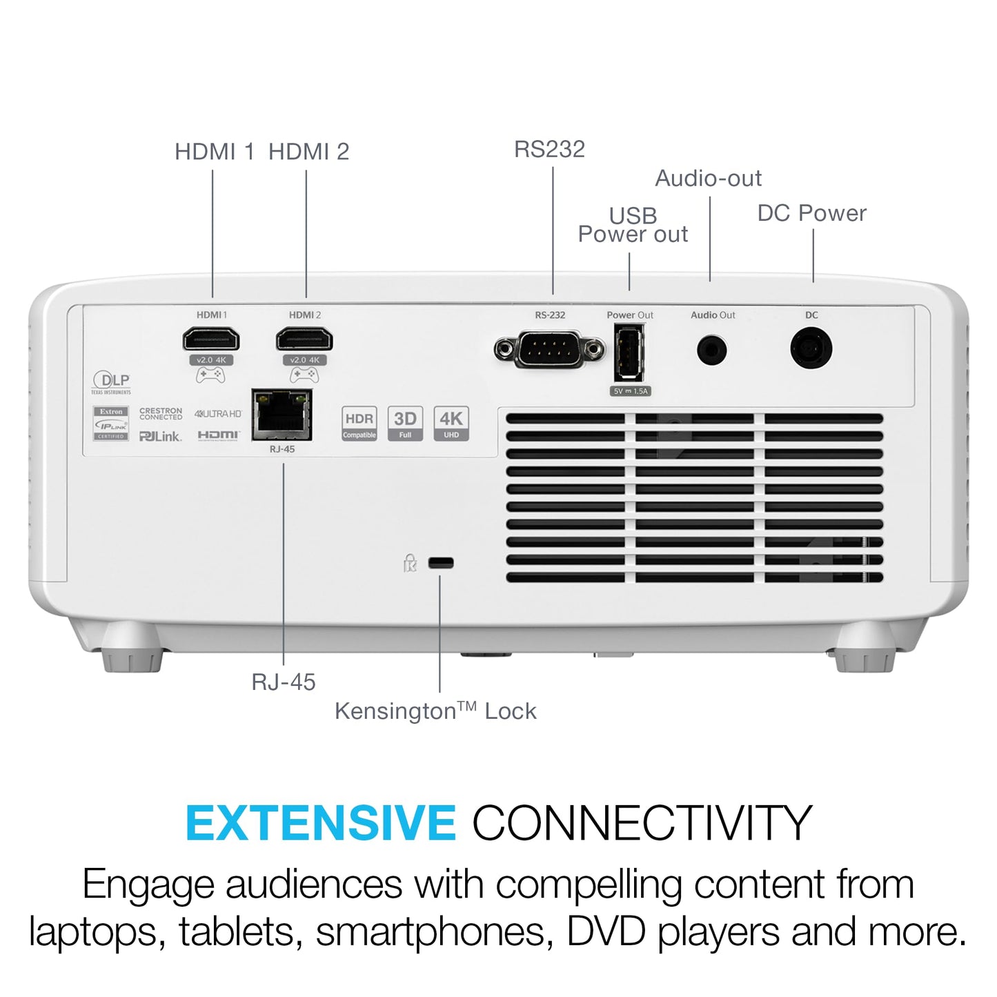 Optoma UHZ35 High Brightness 4K UHD HDR Home Theater and Gaming Laser Projector