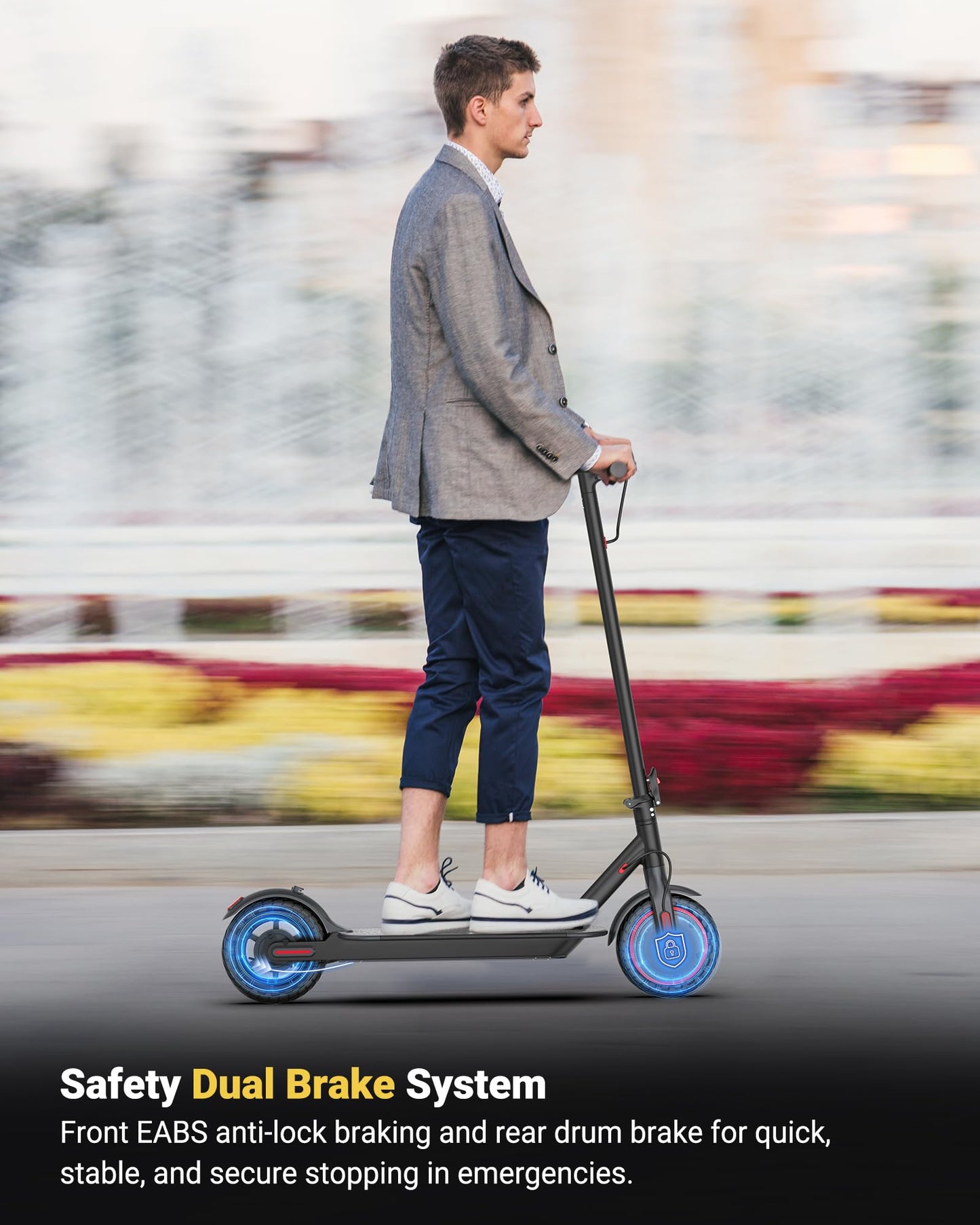 Maxshot Electric Scooter, 8.5" /10" /14" Tire, 16/19/22 Mph Top Speed, 12/16/21/27/28/49/50 Miles Long Range, Folding Escooter for Adults and Kids with Seat Bag, Dual Braking, Dual Suspension, App