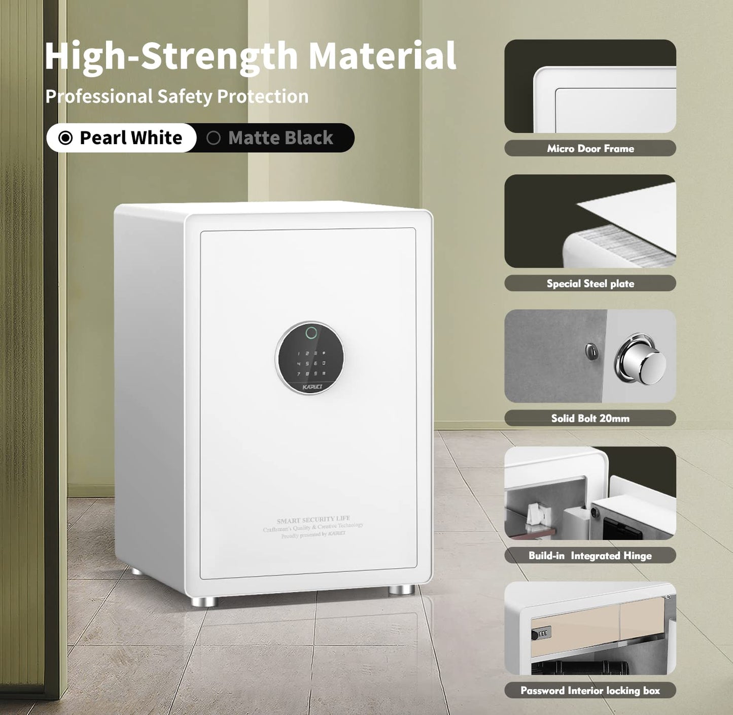 KAPUCI Biometric Fingerprint Touchscreen Safe, 3.38 Cuft Heavy Duty Auto-Open Safe Box with Digital Virtual Code,Led Light,Security Steel Home Safe for Wardrobe,Office