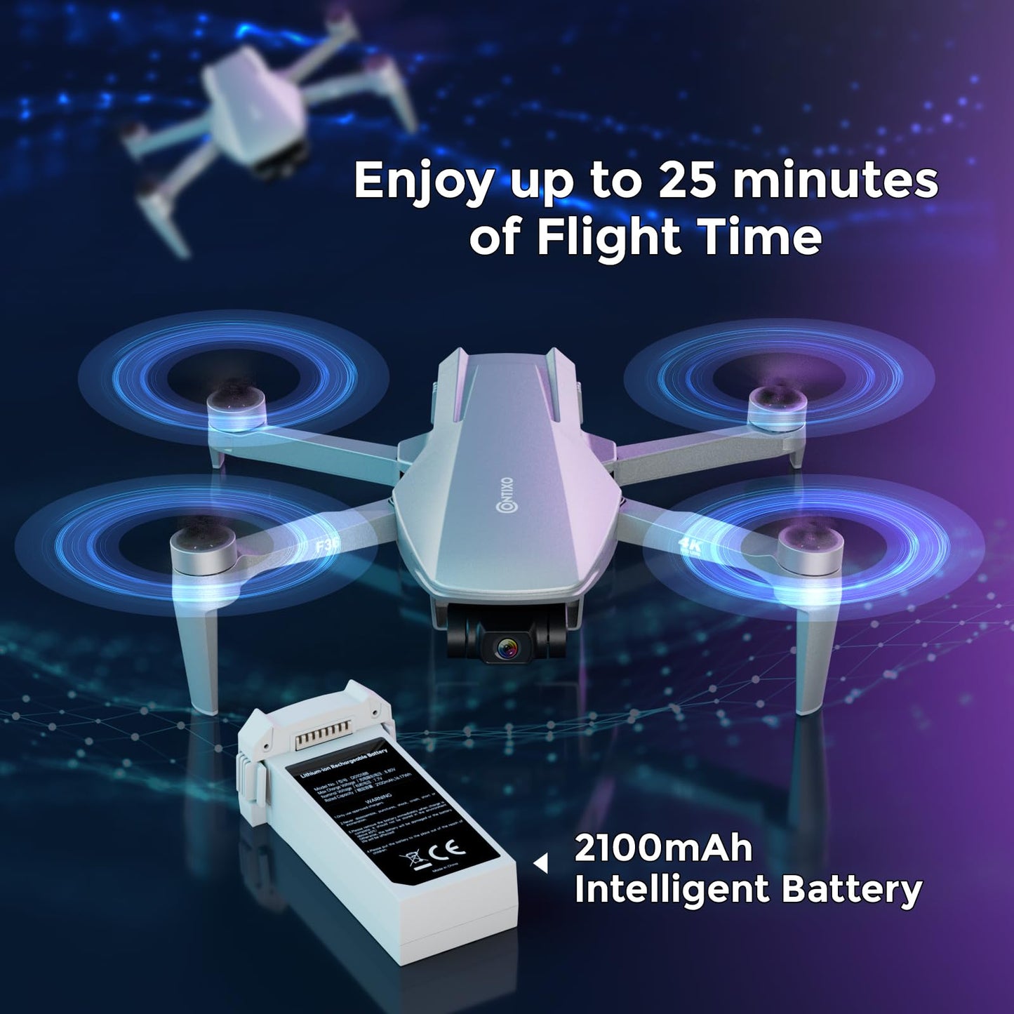 Contixo F36 GPS Drone with 4K Camera, 3-Axis Gimbal Stabilizer, 2 Miles Long Range, 25 Min Flight, Optical Flow, Brushless Motors, Follow Me, One Key Return FPV Drones, No FAA Registration Needed