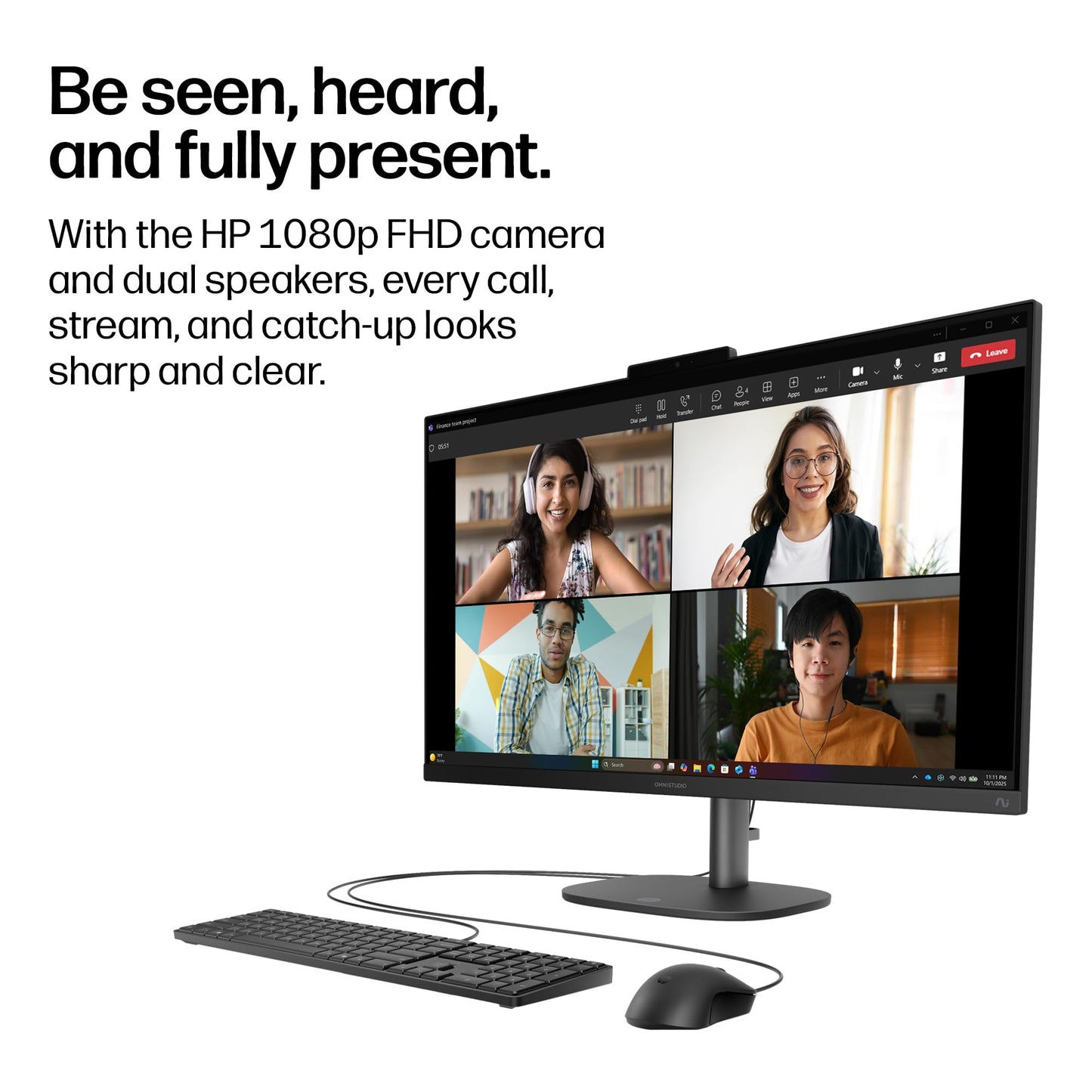 HP OmniStudio 27 inch All-in-One Desktop Next Gen AI PC, FHD Display, AMD Ryzen AI 7 445, 16 GB RAM, 512 GB SSD, AMD Radeon 840M Graphics, Windows 11 Home, Jet Black, 27-cw0102 (2026)