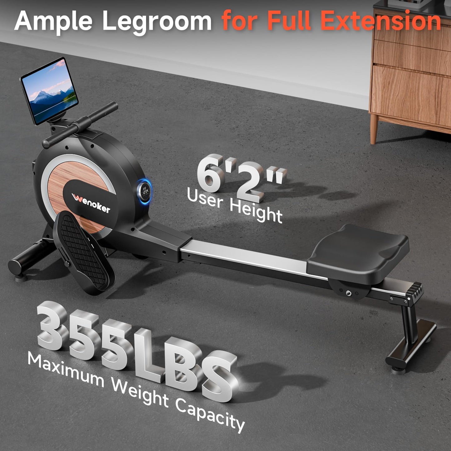 WENOKER Rowing Machine, Magnetic Rowing Machine for Home, Upgraded 32-Levels Resistance with Smart Electronic Knob, 350 LBS Weight Capacity, Compact Rower Machine Easy Assembly, App Supported