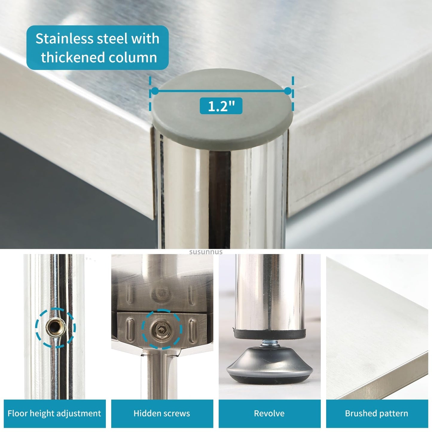 susunnus Stainless Steel Shelves,for Kitchen,Warehouse,35.8 * 15.8-5Tier