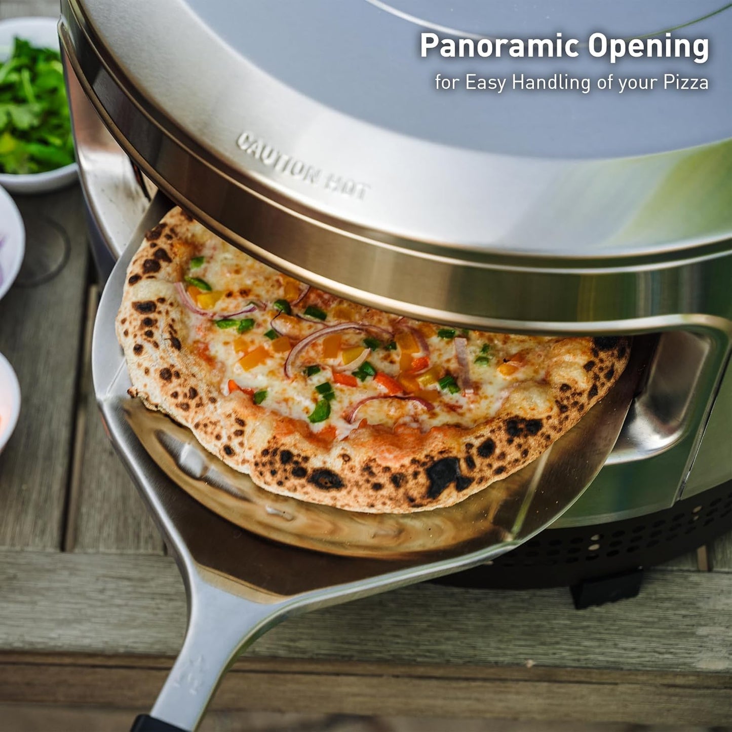 Solo Stove Pi Prime 21" x 16" Stainless Steel Propane Outdoor Pizza Oven Bundle with IR Thermometer, Stainless Peel & Shelter – 12" Panoramic Opening, Demi-Dome Heating, 90-Second Artisan Pizzas