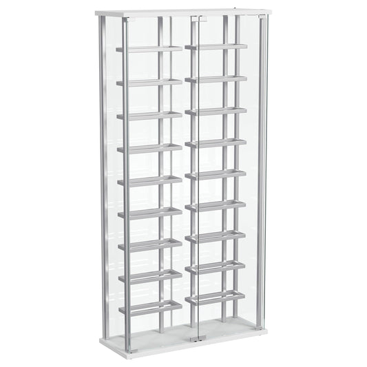 Coaster Home Furnishings Montara LED Tempered Glass Wine Storage Curio Cabinet, Modern Curio Bar Cabinet with Glass Doors and LED Strips, Chrome