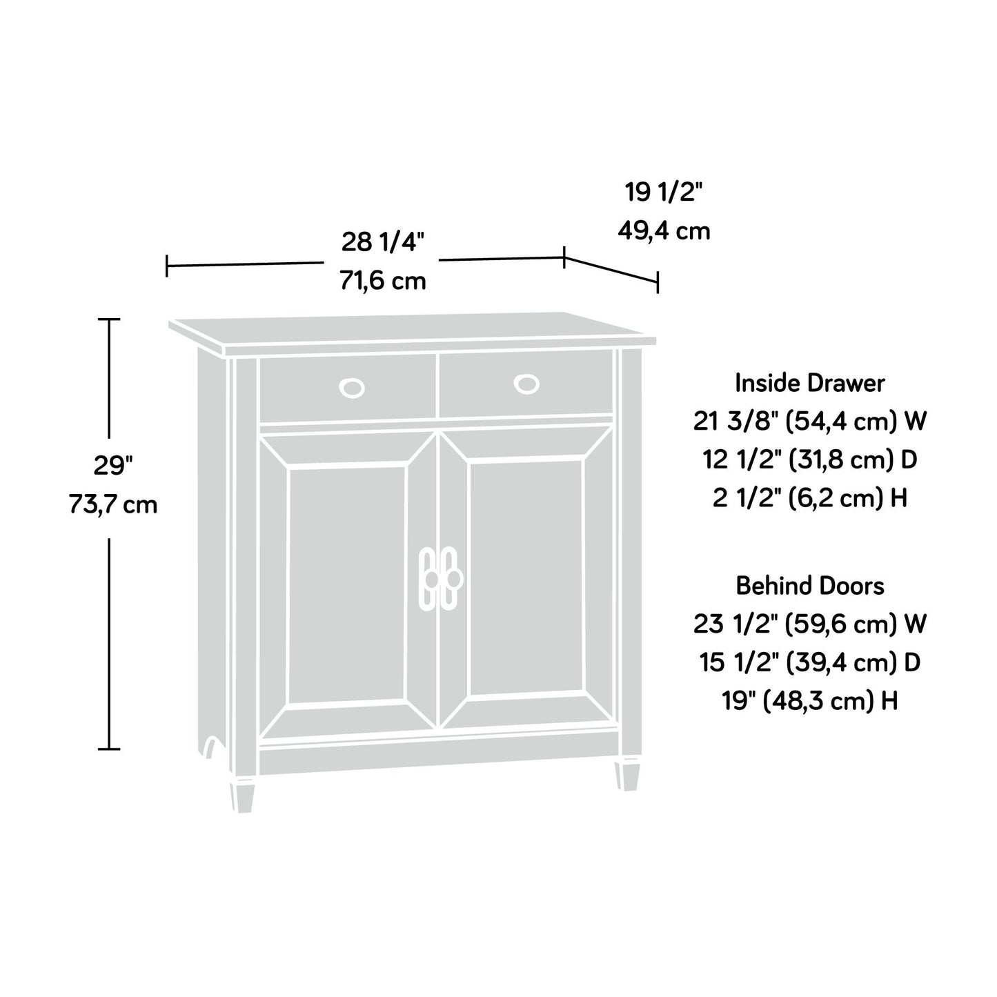 Sauder Edge Water Accent Storage Cabinet with Doors, Utility Cabinet, in Chalked Chestnut finish
