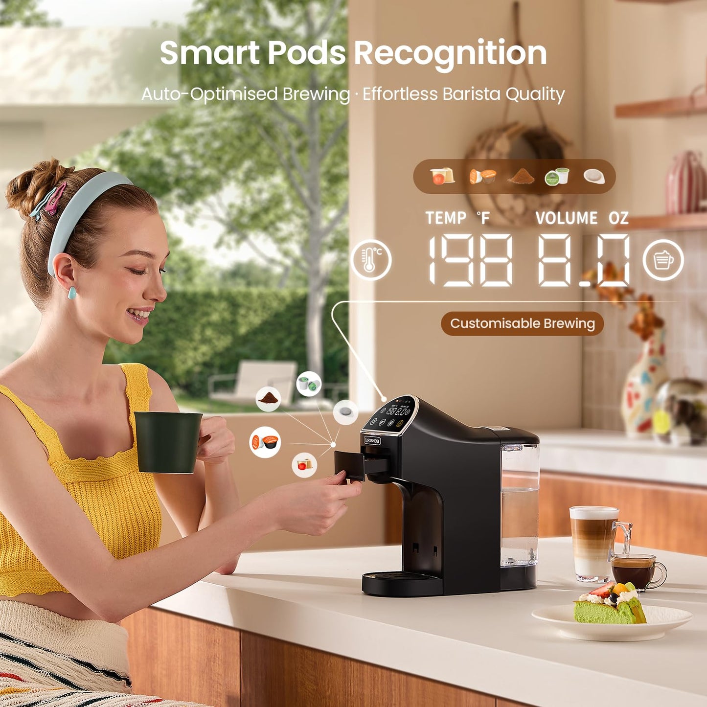 Magician2 Mini Coffee Maker compatible with Keurig K Cup, Nespresso Original, Dolce Gusto, ESE Pods | LED Touchscreen, Customizable Brewing, 20 Bar, 42 oz | Espresso Coffee Machine for Home & Office
