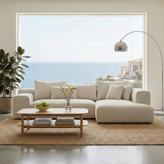 Acanva Modern Oversized Modular L Shaped Sectional Sofa Set for Living Room, Minimalist Style Comfy 4-Seat Corner Couch, Right Chaise, Wool-Like