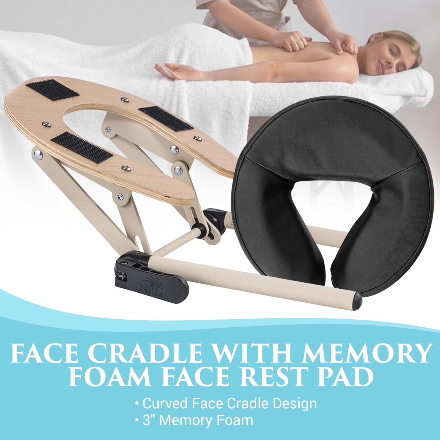 NRG Vedalux Portable Massage Table Package | Black | Folding Lightweight Massage Bed | Professional Spa Table with Face Cradle, Hanging Armrest & Carrying Case