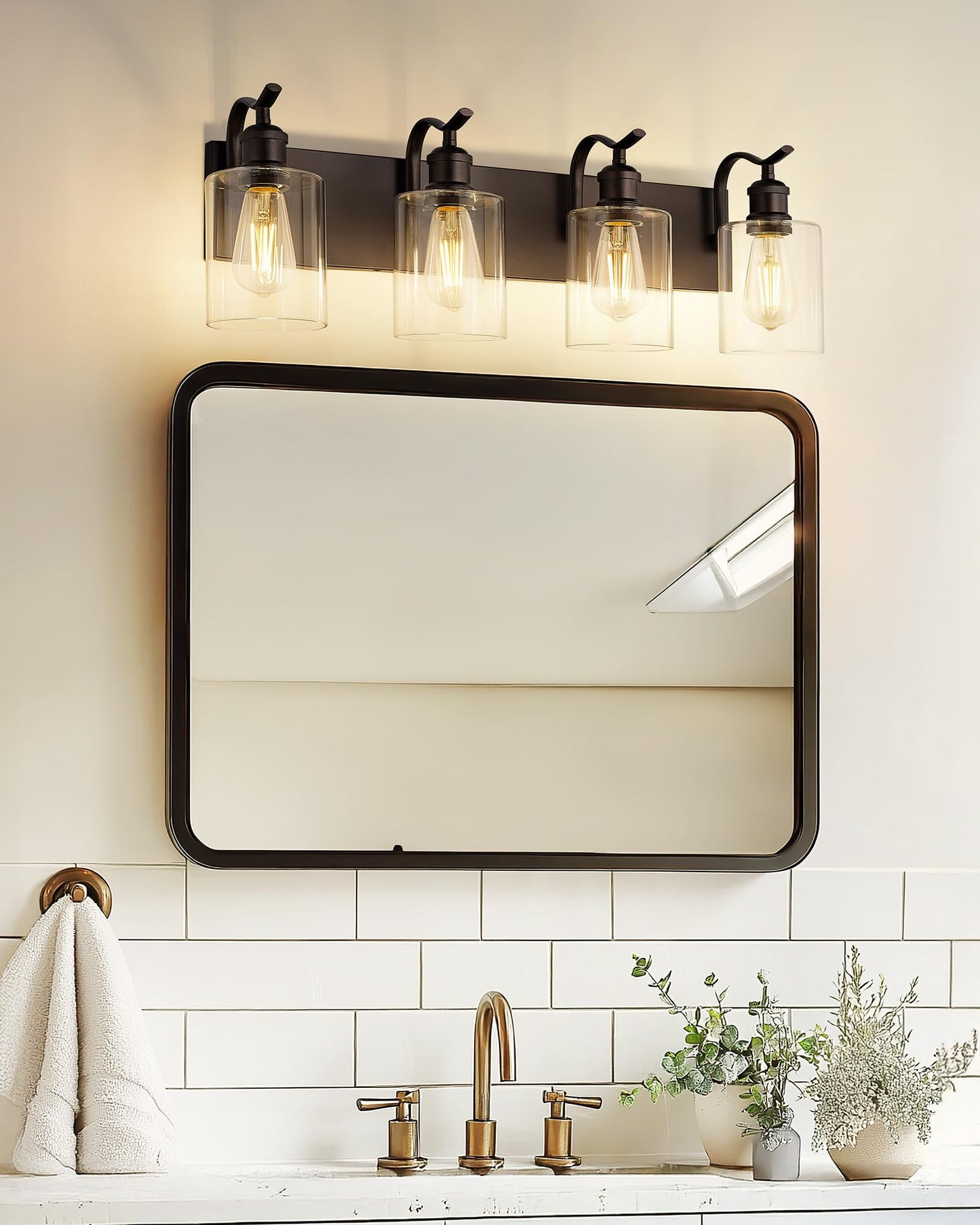 JAZAVA 4 Light Bathroom Vanity Light Oil Rubbed Bronze & Clear Glass ZCVL01ORB-4
