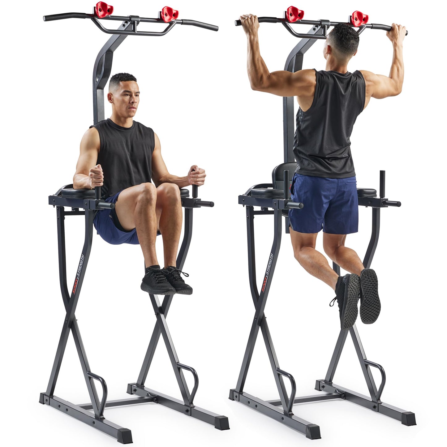 Sunny Health & Fitness Captain’s Chair Full Body Multi-functional Power Tower with Adjustable Pull-Up Bar, Rock-Climbing Grip, Dip Station, Push-Up Bar, Total Home Gym Strength Training - SF-XF922081