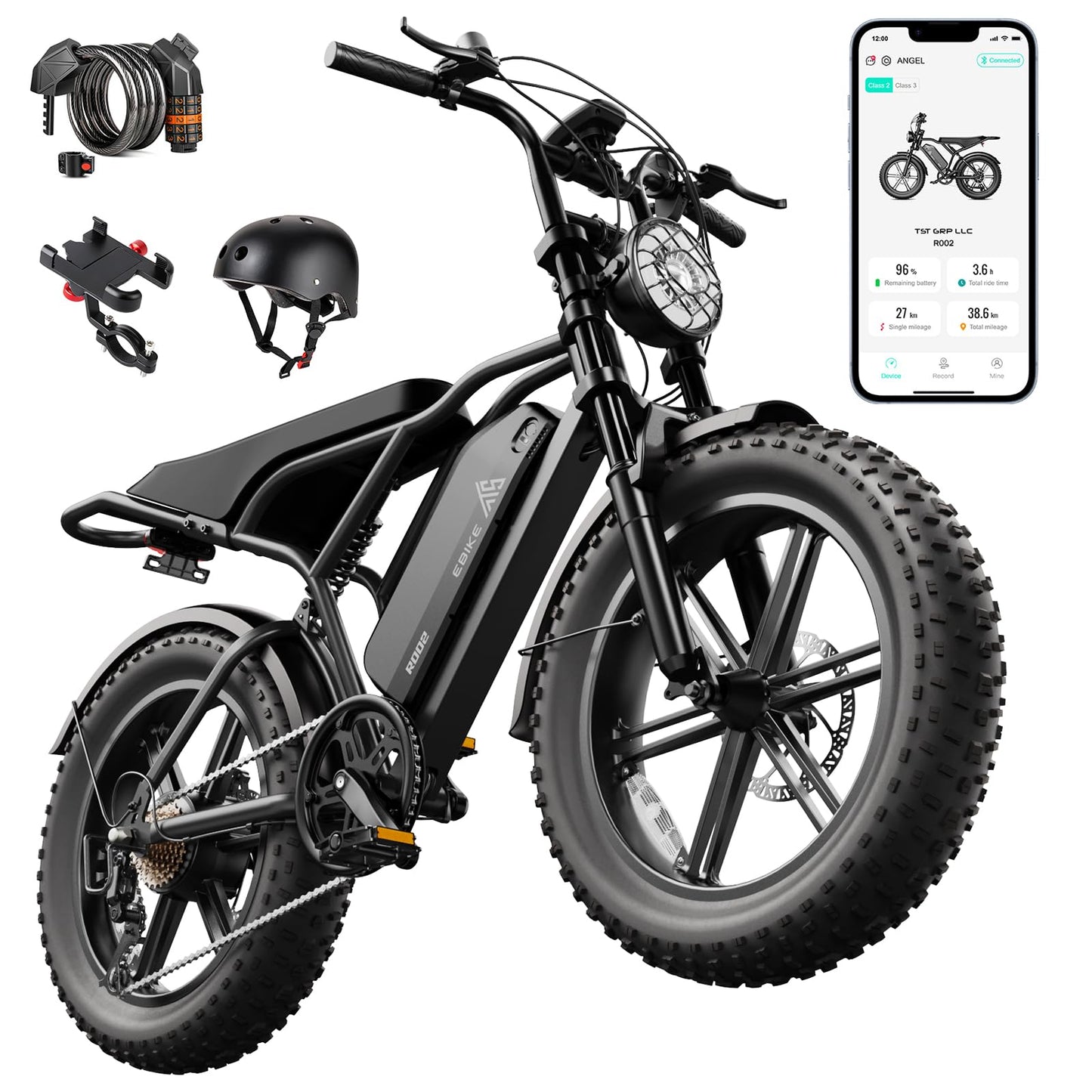 TST Electric Bike for Adults 1500W Peak 20" Fat Tire All- Terrain E-Bike 60 Miles Electric Dirt Bike - 48V 15 AH Battery Tested to Safety Tested to UL 2849 Powered Electric Bicycle