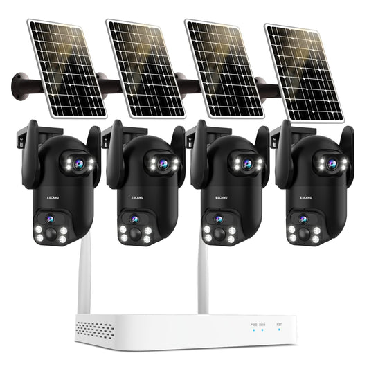 Wireless Home Security Cameras System,Solar Power PTZ Outdoor Cameras,Motion Detection,Night Vision,Water-Proof,2-Way Audio,No Subscription Fee,Cloud/SD Card Storage