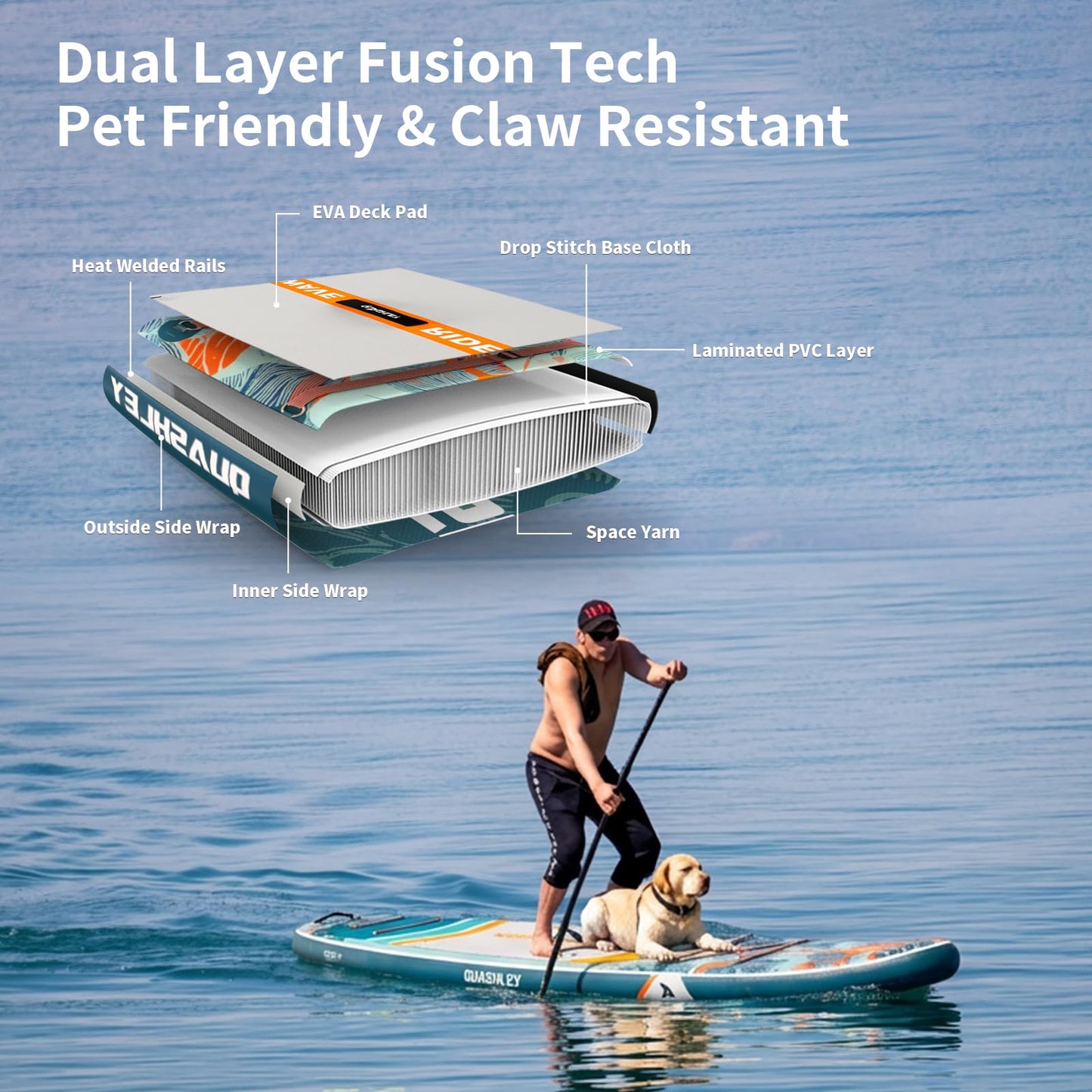 Quashley Inflatable Stand Up Paddle Board with Premium SUP Accessories,Stable Wide Design with Non-Slip EVA Deck for All Skill Levels,Ultra Stable All Around Paddleboard Plant