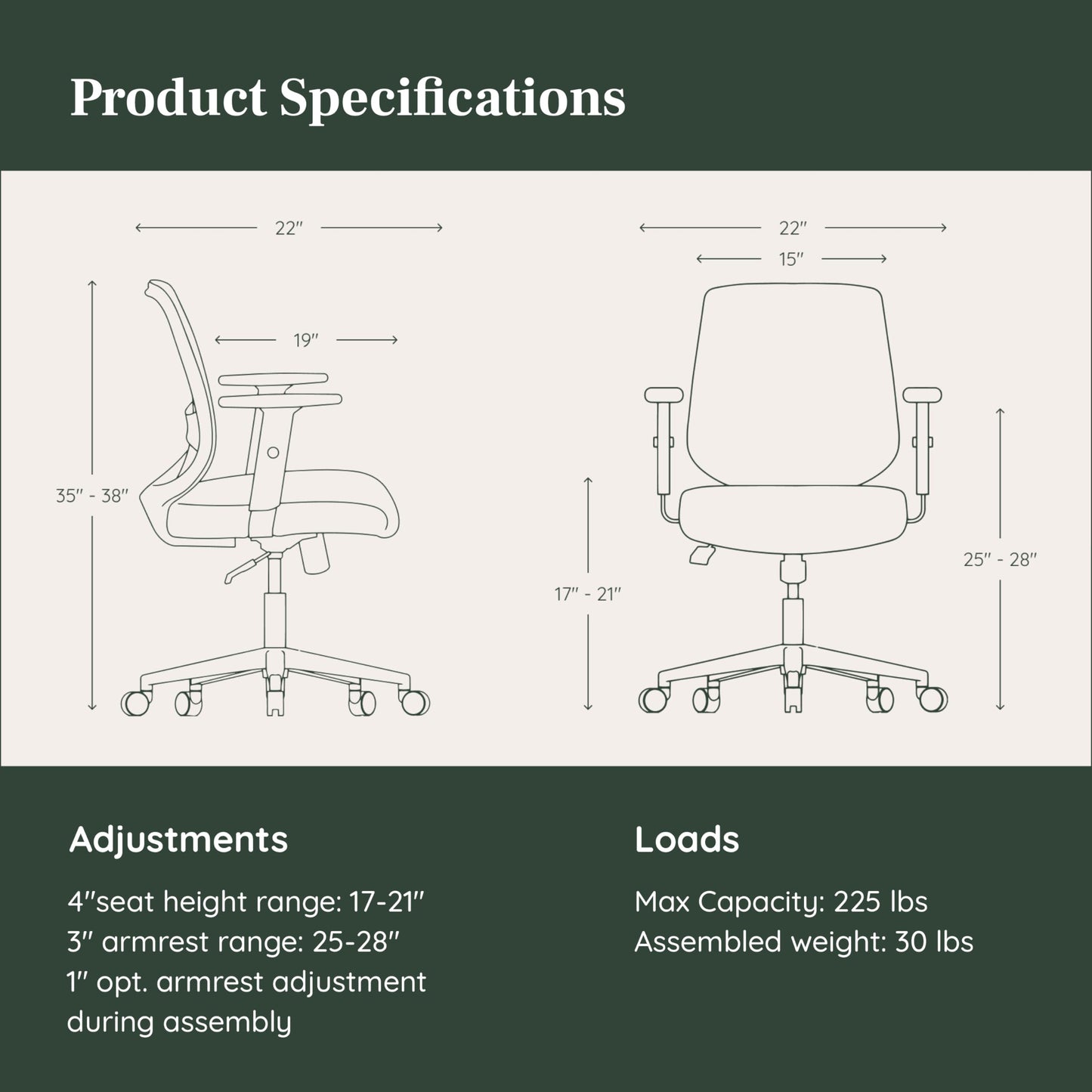 Branch Daily Chair - Vegan Leather Office Chair with Swivel, Lumbar Rest, and Adjustable Armrests - Comfortable Seating for Improved Posture and Productivity - Mahogany