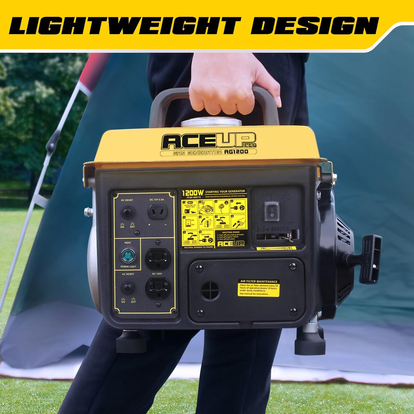 Aceup Energy 1200W Gas Generator, Small Lightweight Generator for Home Use, EPA Compliant ideal for Father's Day