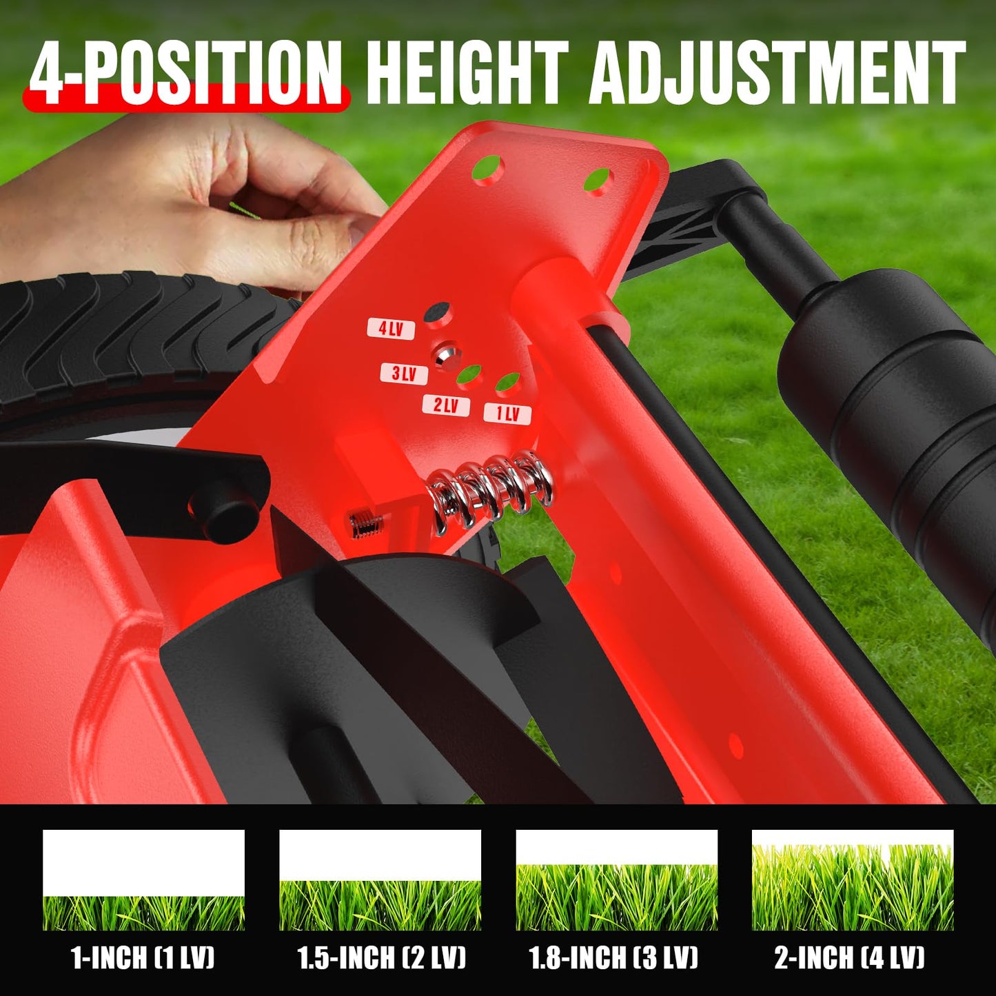 EWORK Push Reel Lawn Mower, 23-Inch Manual Lawn Mower with 4 Adjustable Cutting Heights, 5-Blade Cutting System, Sponge-Wrapped Handle, Tool-Free Assembly, Reel Mowers for Garden, Small Yard