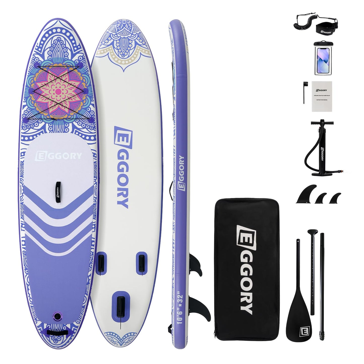Inflatable Paddle Board,Stand Up Paddle Board Set, Extra Wide SUP Board with Removable Fin, Floating Paddle, Hand Pump, Waterproof Phone Pouch,Traveling Board
