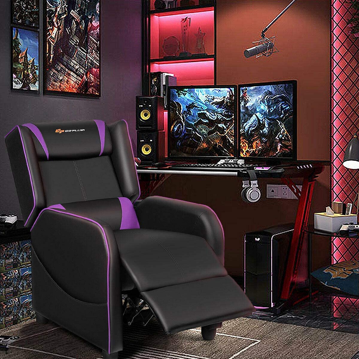 CHEFJOY Massage Gaming Recliner Chair, Purple