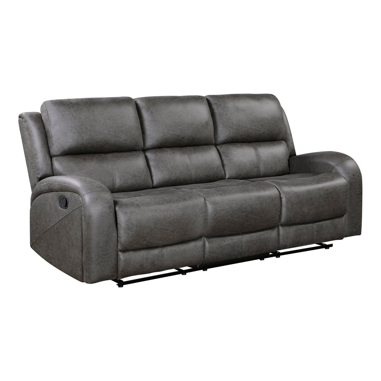 Lexicon Manual Double Reclining Sofa, Polished Microfiber Manual Wall Hugger Sofa Recliner for Living Room, Home Theater Seating, Track Arm, Stitching Cushion, Padded Foam Seat Cushion, Gray