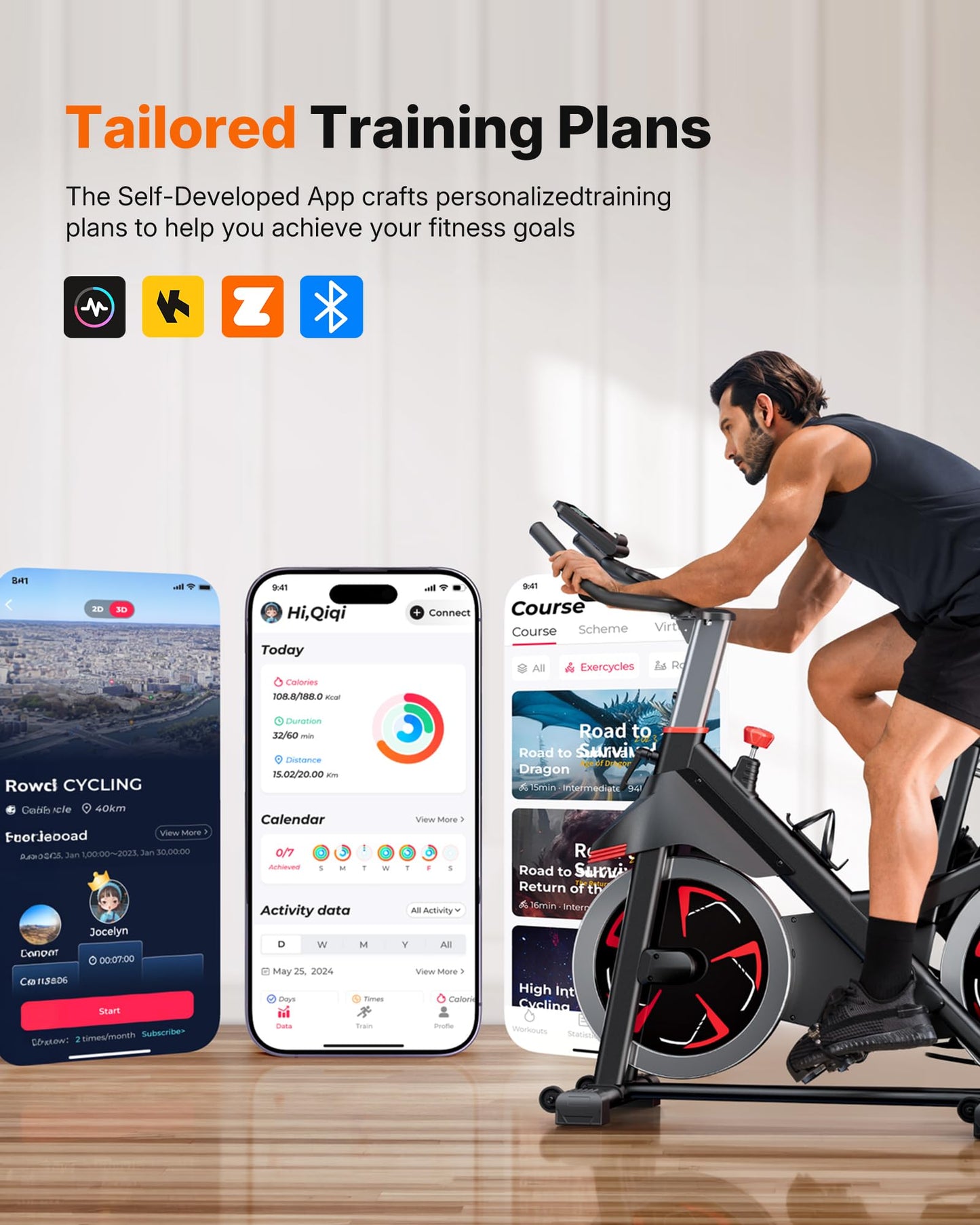 Merach Magnetic Exercise Bike, Heavy Duty Stationary Bike with Automated Resistance, 300 350 Lbs Weight Capacity, Low Noise Indoor Workout Bike for Home Gym with Self-Developed App
