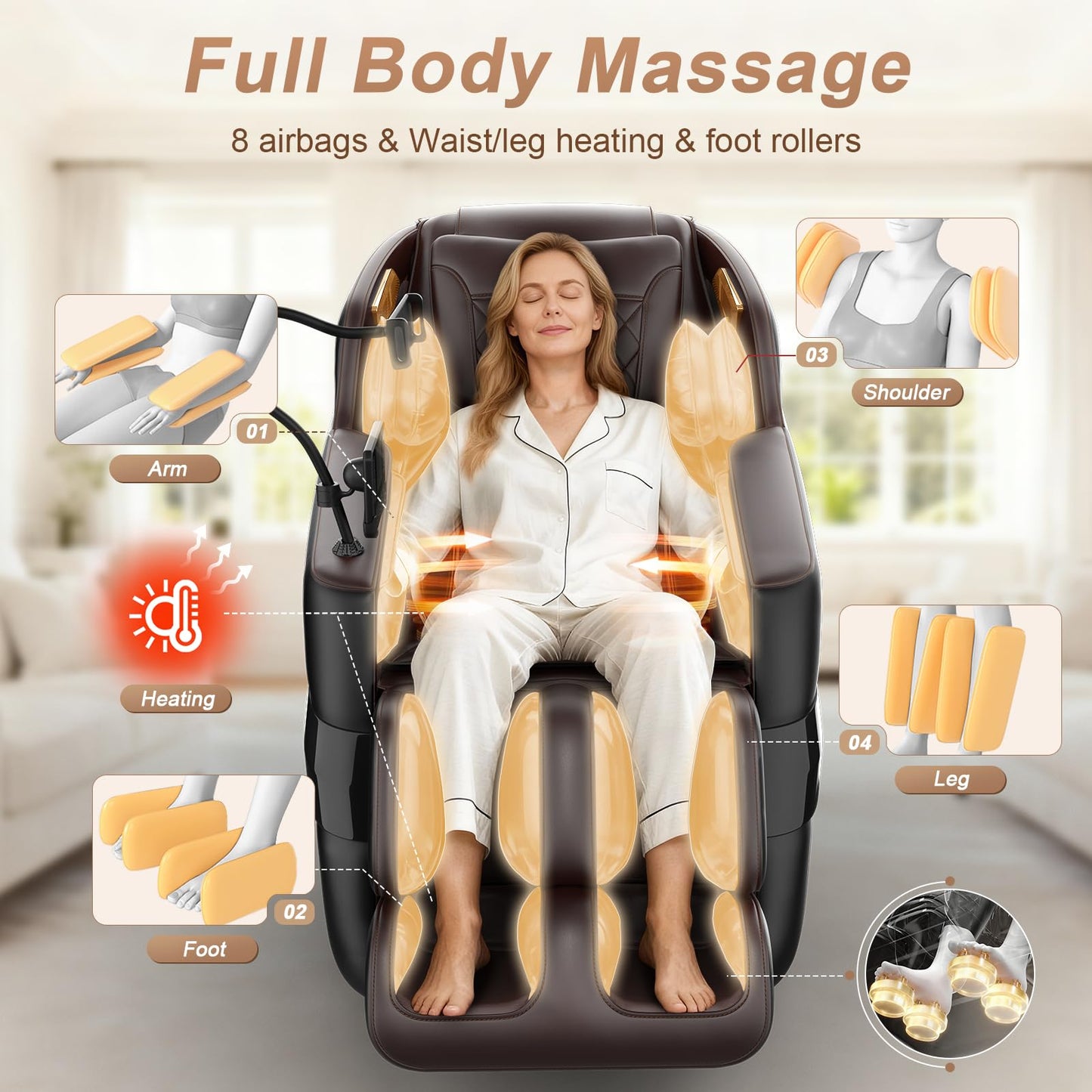 FURNIMAT 2026 Massage Chair Full Body, 3D SL-Track Zero Gravity Shiatsu Massage Chair Recliner with AI Control, Body Scan, Airbags, Heating, Foot Roller, Auto Modes, Bluetooth Speaker
