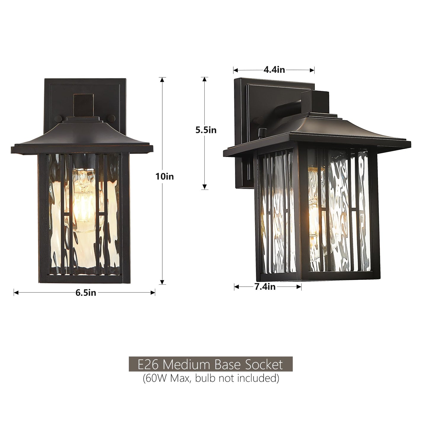 OUPAVOCS Outdoor Wall Lights, Waterproof Wall Lantern, 2-Pack, Oil Rubbed Bronze, Metal, Model OWL
