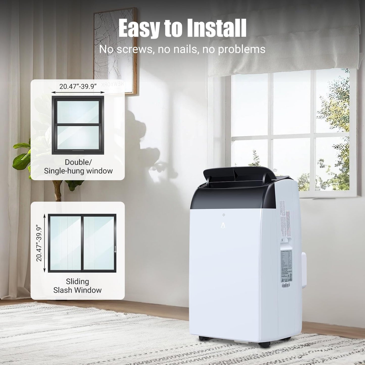 Portable Air Conditioner 14000 BTU, AC Unit 3-in-1 with Upgraded Compressor, Cools Rooms Up to 750 Sq. Ft. | 90 Pints Dehumidifier & LED Remote Control for Home, Bedroom, Apartment, Office