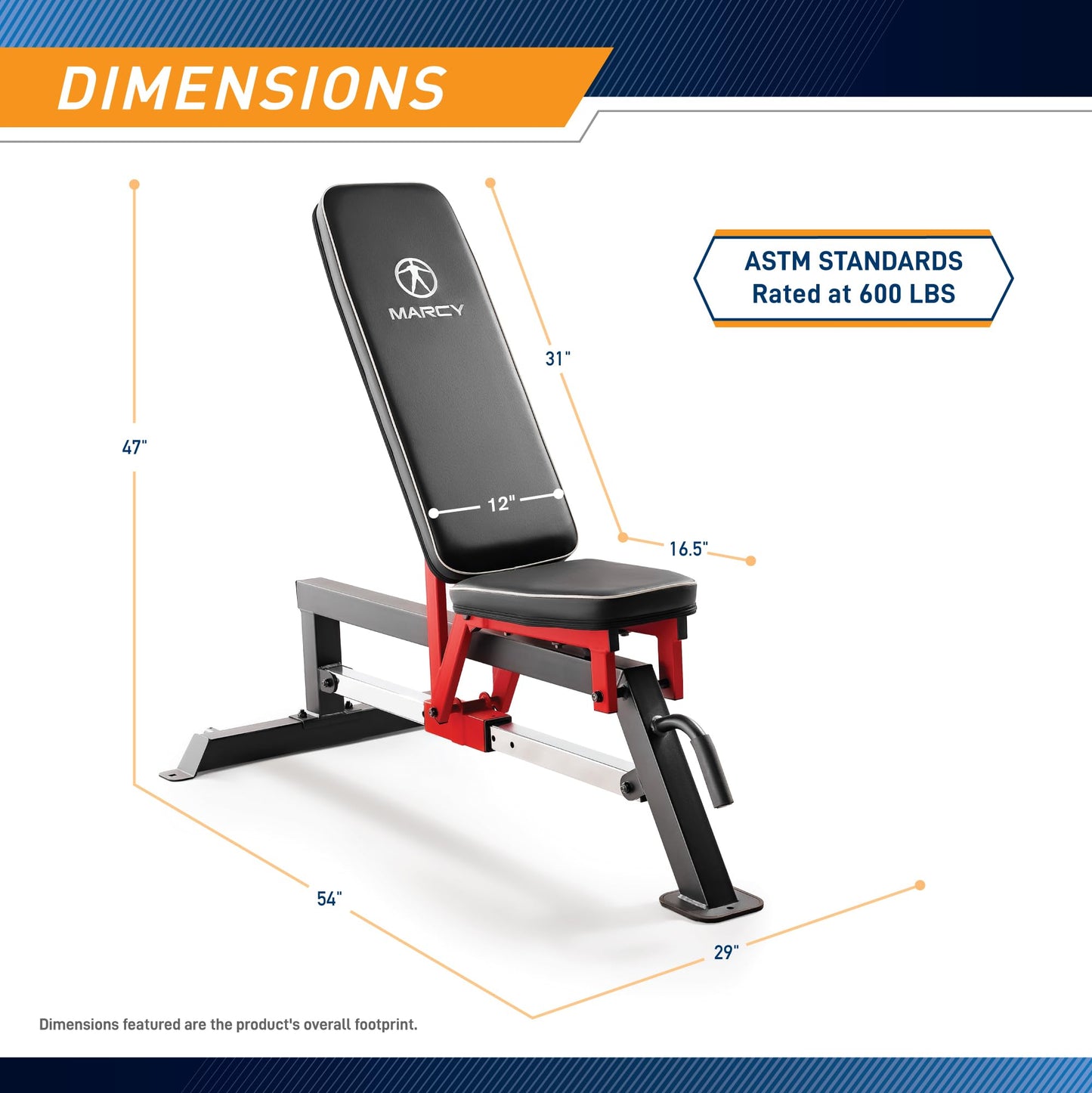 Marcy Adjustable Strength Training Utility Bench with Chrome Sliding Track SB-5429