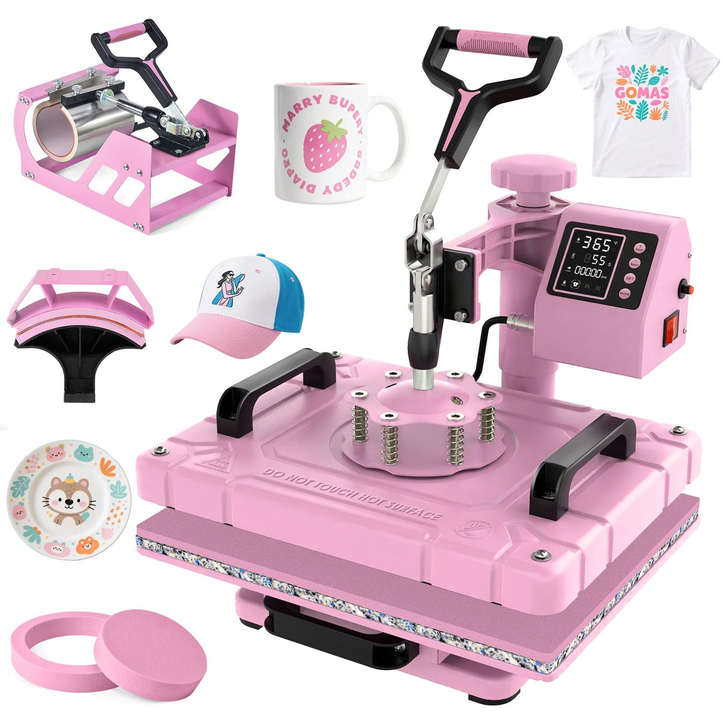Slendor Heat Press Machine 12x15 inch, 5 in 1 360-Degree Swing Away Digital T Shirt Pressing Machine Multifunction Heat Transfer Sublimation Combo for T Shirts Mugs Hat Plate Cap