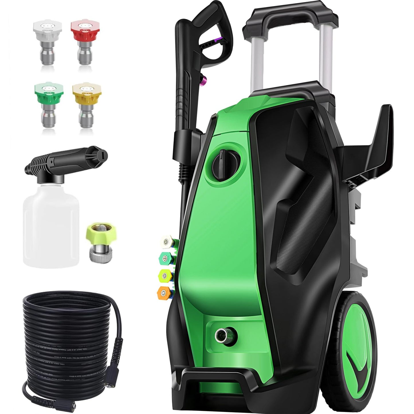 Imdot 5000PSI 4.0GPM Heavy Duty Electric Pressure Washer with 33 FT Extension Hose, 4 QC Nozzles and 500ml Foam Cannon for Cars/Fences/Driveways/Patios/Home Cleaning, Green