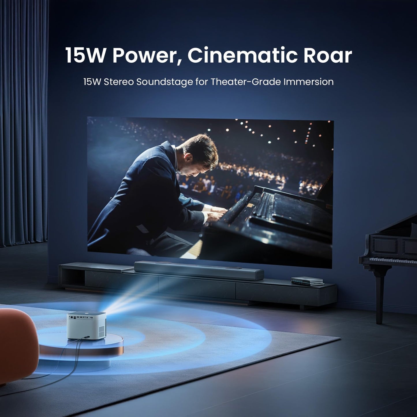 [Auto Focus & Keystone/4K Support] Yaber U11 Smart Projector with Built-in Apps & Wi-Fi 6, Dual Stereo Speakers, Bluetooth 5.0 | Instant Setup for Home & Outdoor Movies