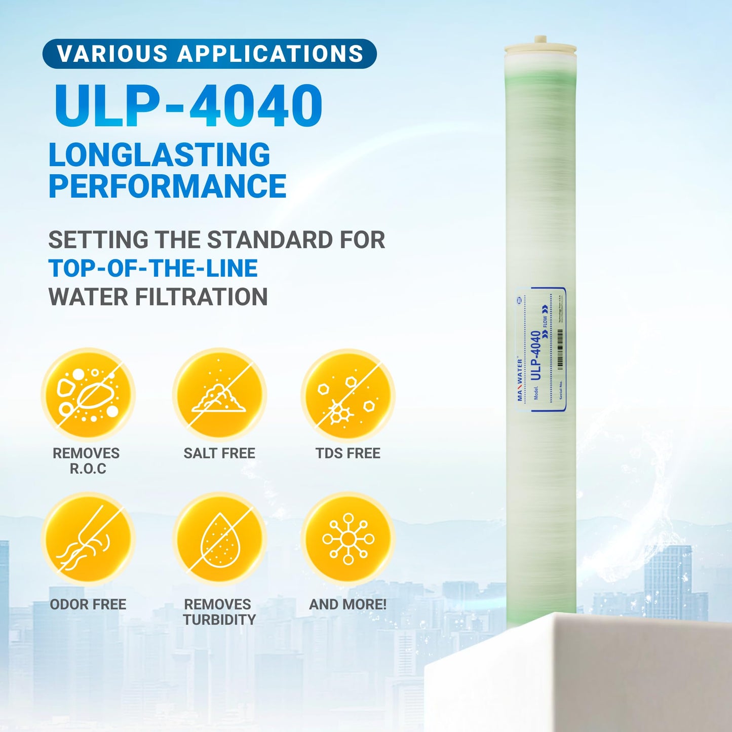 Max Water Reverse Osmosis 4040 Commercial RO Membrane (ULP-4040: 2600GPD) size 4" x 40" good for Industrial, Agricultural, Whole House & more (2)