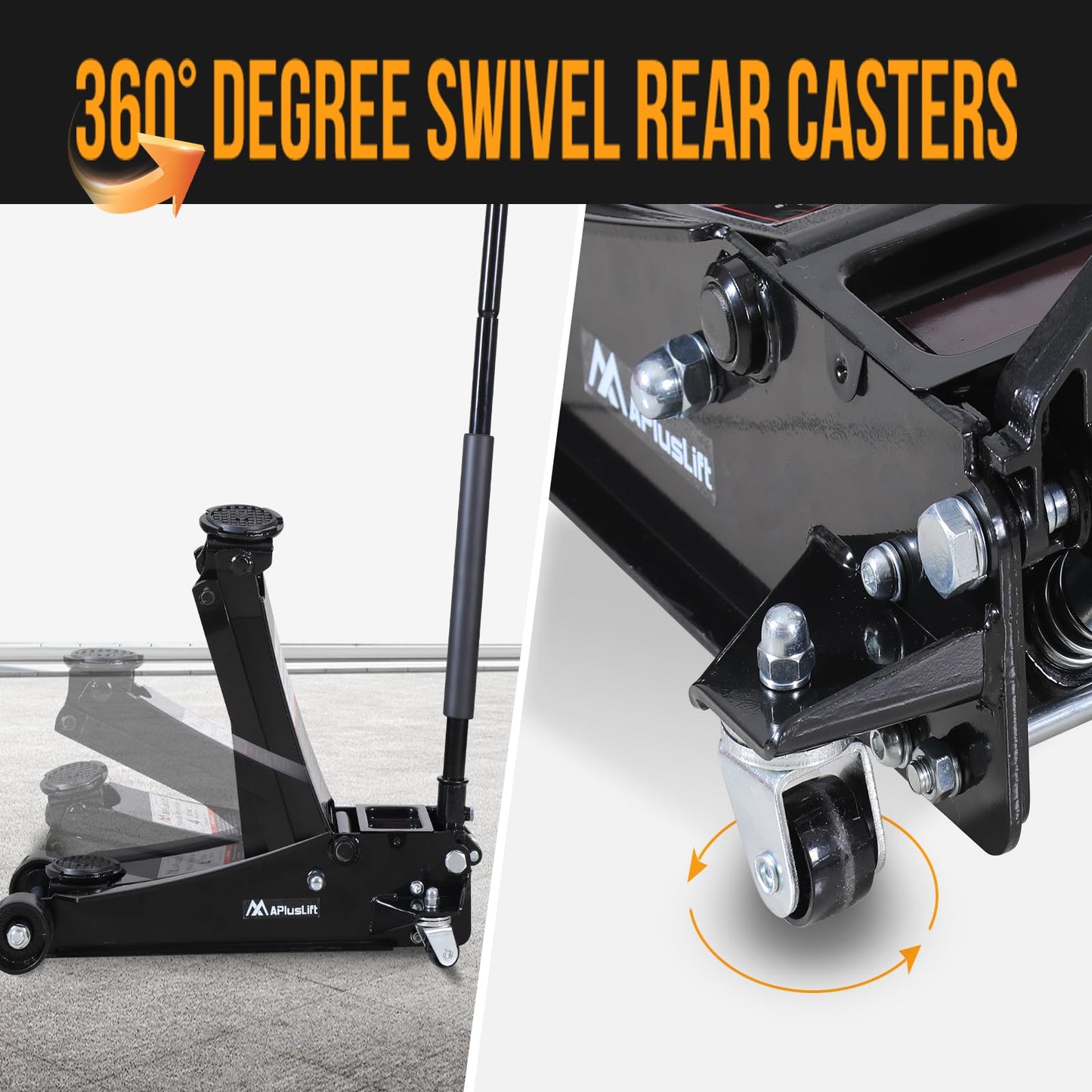 APlusLift FE400B 4 Ton Lower Profile Steel Racing Floor Jack with Dual Pistons Quick Lift Pump for Sport Utility Vehicle, Lifting Range 3-15/16"-21", Black…