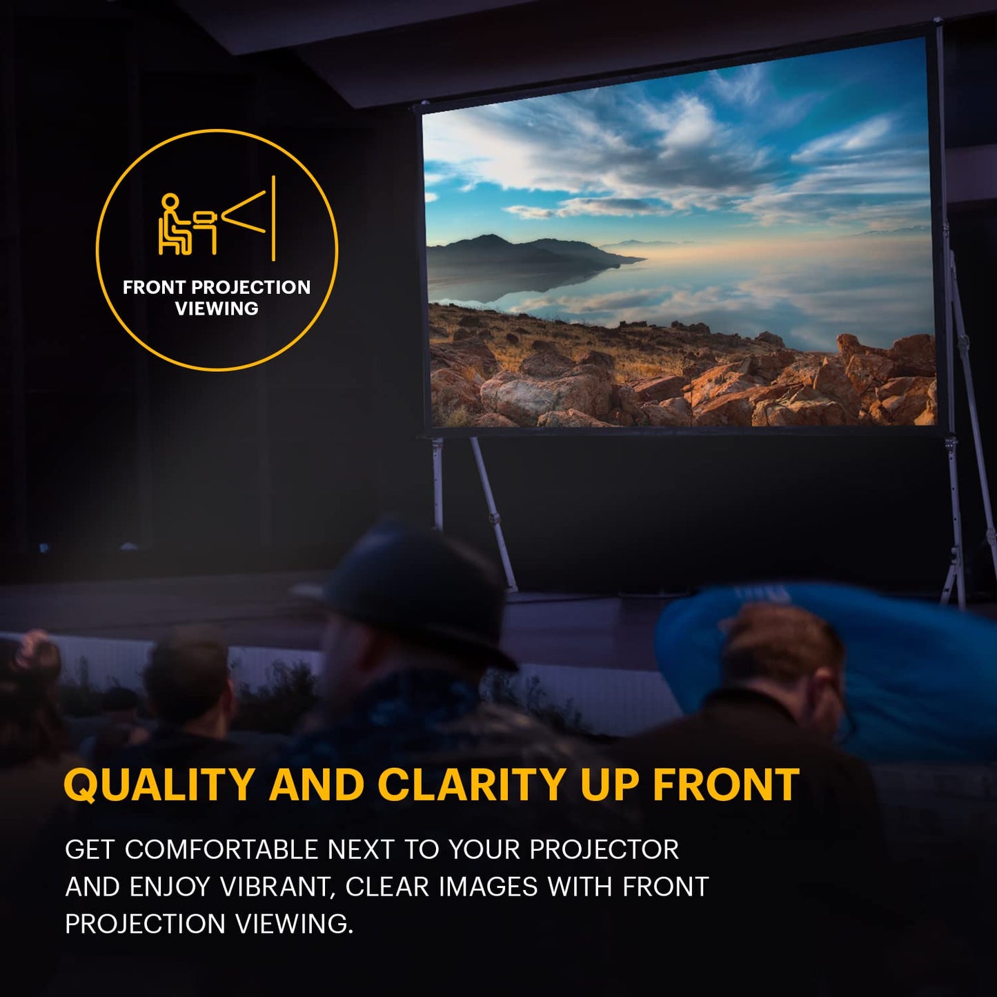 Kodak 150” Portable Projector Screen W/Stand - Fast Fold White Projection Backdrop for Outdoor & Indoor Movies with Tripod, Outdoor Stability Kit, & Black Storage Carry Case