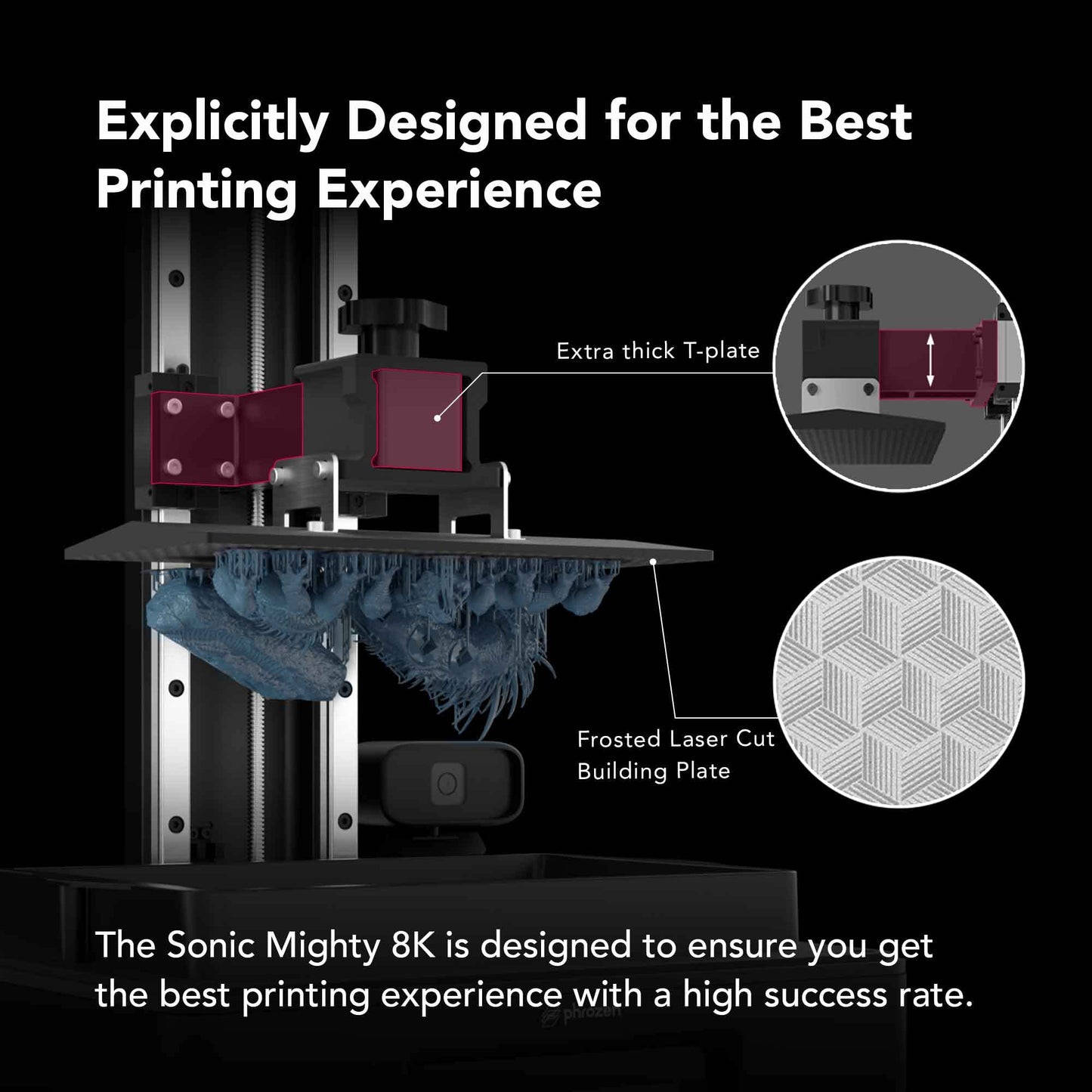 phrozen Sonic Mighty 8K LCD Resin 3D Printer, 10" Monochrome LCD, Tabletop 3D Resin Printer with 28µm XY Resolution, 8.6 * 4.8 * 9.3 Inch Printing Volume for Models, Miniatures and Action Figures
