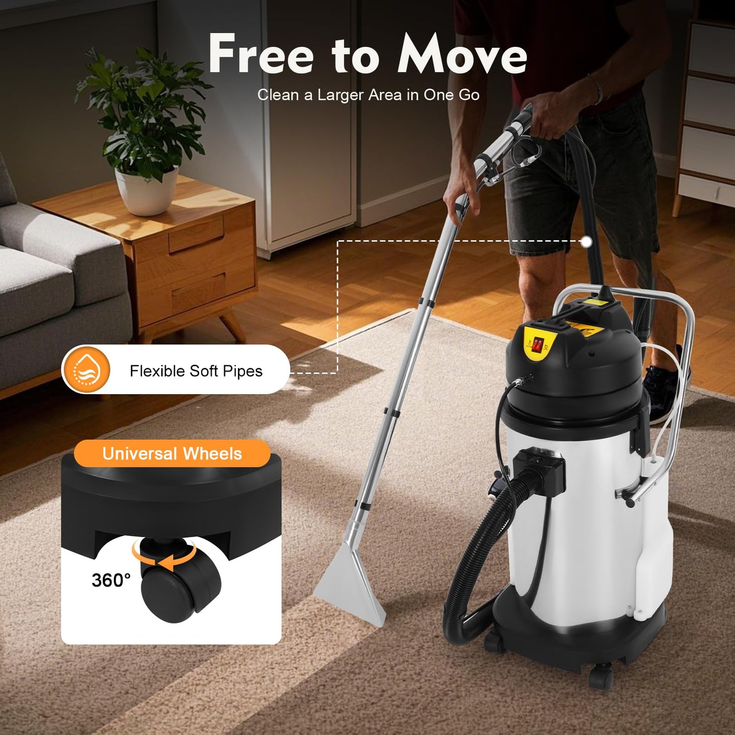40L/10.56Gal Commercial Carpet Cleaner Machine, 1049W Heavy Duty Spraying Floor Brush Cleaner, Extractor Vacuum Washing Machine, 230mbar Suction, for Floor Couch Sofa Cleaning