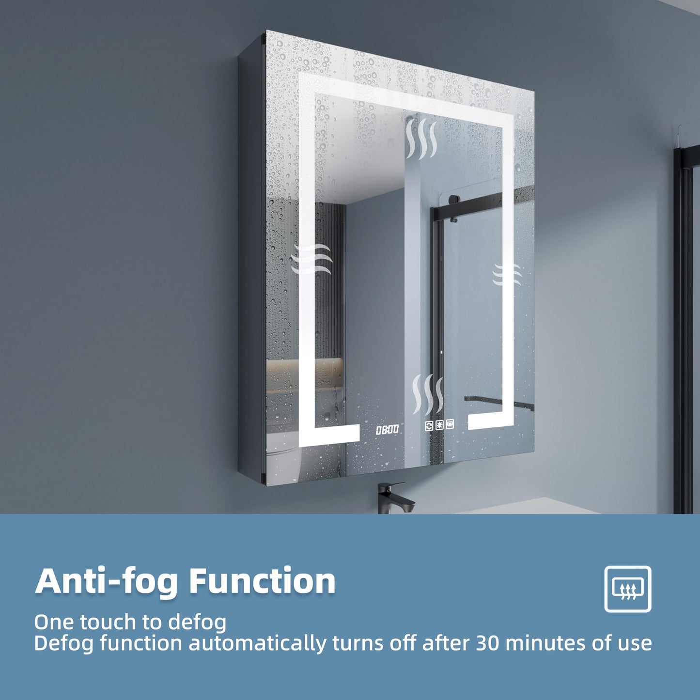 SGTLCNG LED Medicine Cabinet Mirror, 24x30 Inch Bathroom Storage, Recessed/Wall Mount, Plug-in/Hardwired, 3 Color Dimmable Light, Anti-Fog, Time Temp Display, Left Hinge