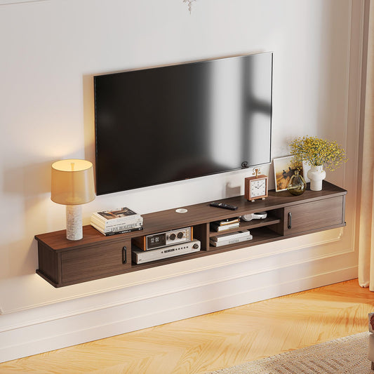 FurniNova Floating TV Stand,51'' Wall Mounted TV Console,Floating TV Shelf,Wall TV Cabinet,Floating Entertainment Shelf,Walnut