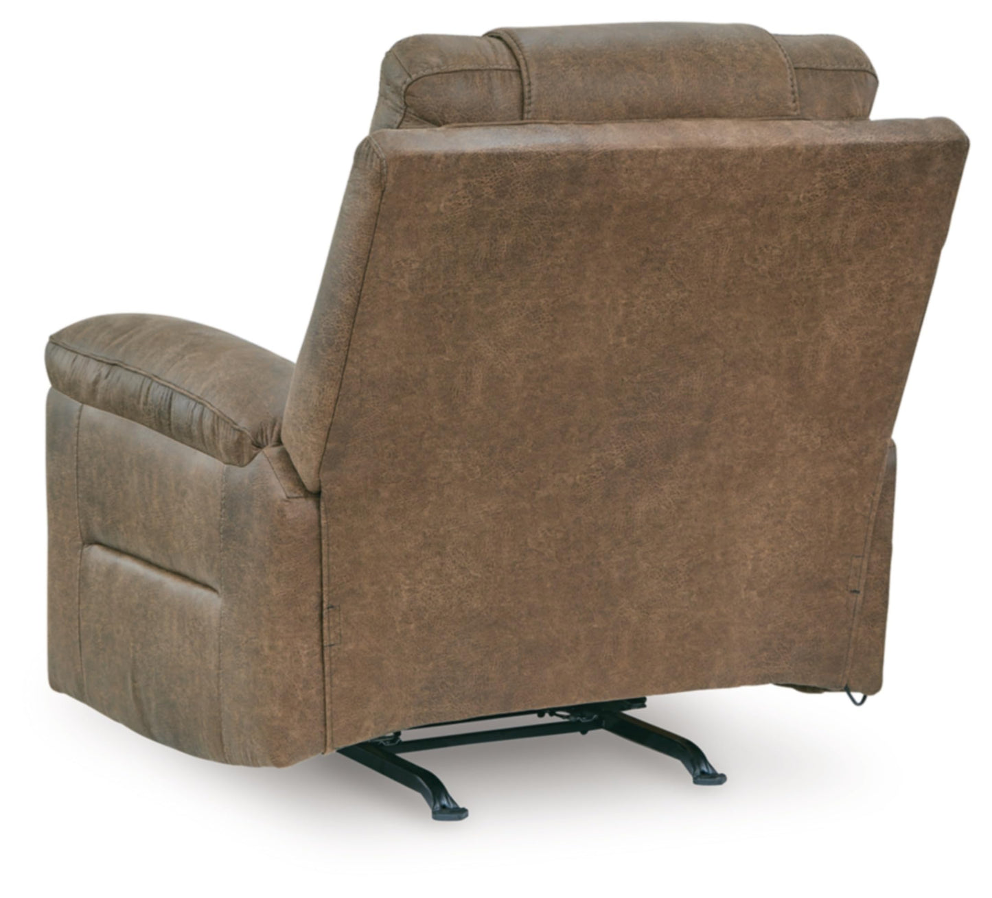 Signature Design by Ashley Shadehille Contemporary Faux Leather Manual Rocker Recliner with Side Pocket, Heat and Massage, Light Brown