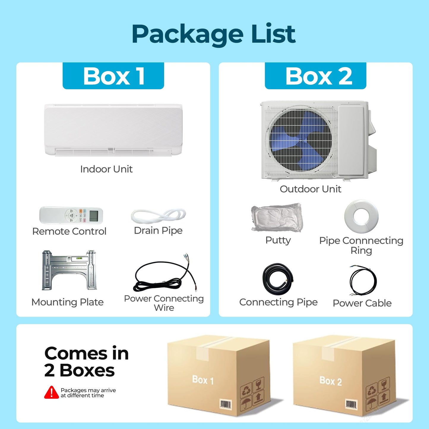 24000 BTU Mini Split AC with Heating System,19 SEER2 Ductless Inverter Air Conditioner Cools Up to 1500sq.ft,208-230V, 24H Timer,Easy Installation Kit