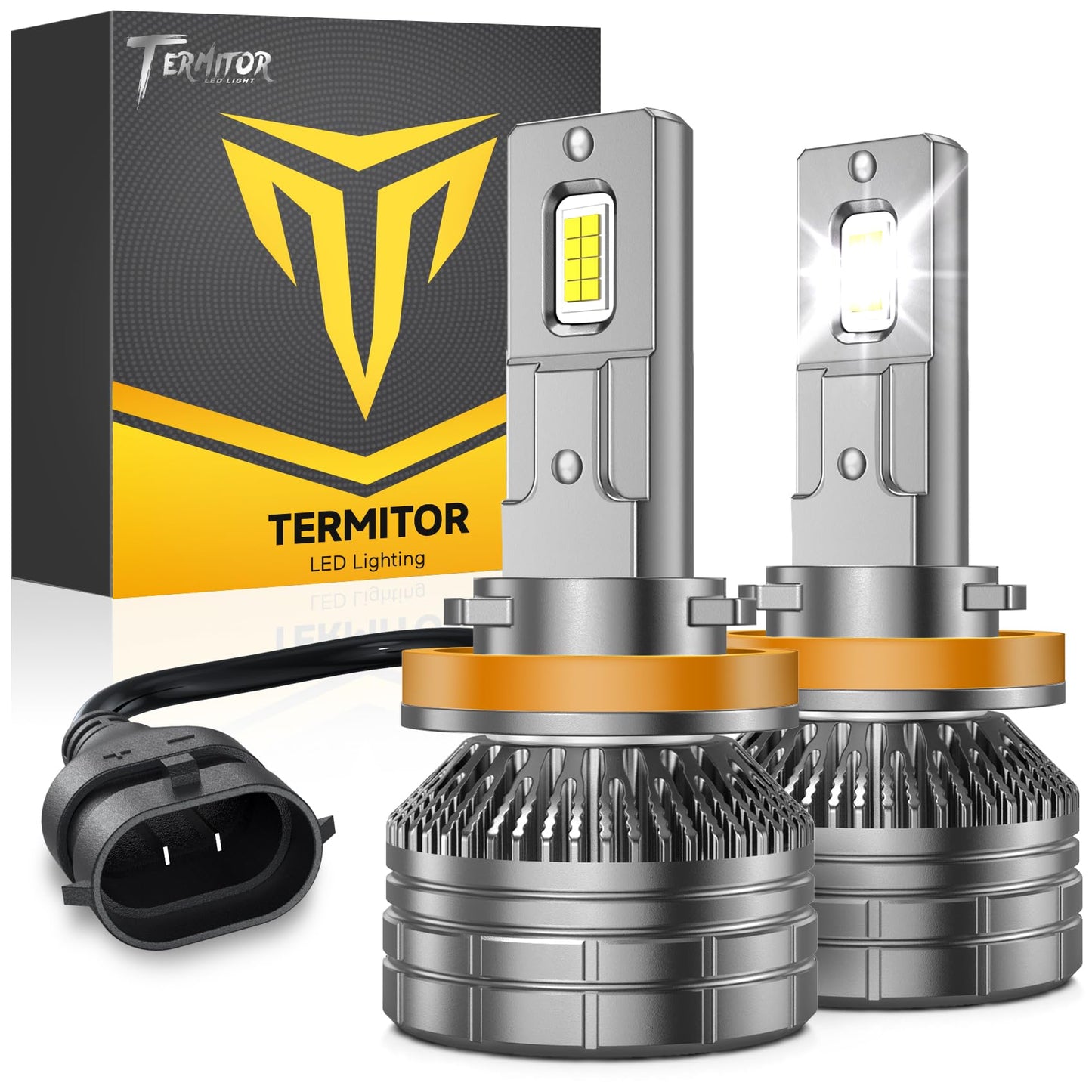 Termitor H11/H8/H9 Bulb, 60,000 Hours Life, 800% Brightness, 6500K Cold White Light, IP68 Waterproof, 2-pcs